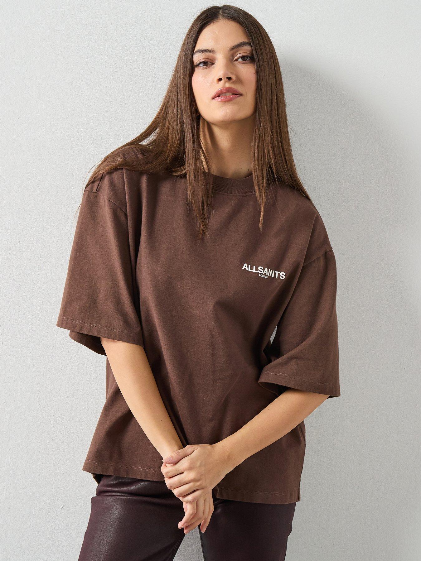 Image 2 of 6 of AllSaints Guardian Amelie Oversized T-Shirt - Brown