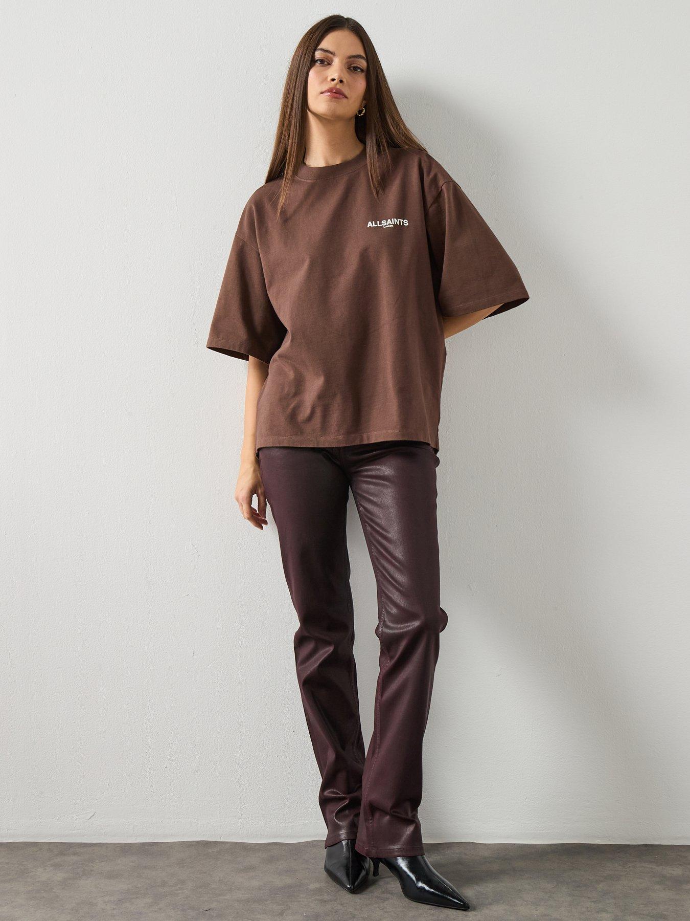 Image 3 of 6 of AllSaints Guardian Amelie Oversized T-Shirt - Brown