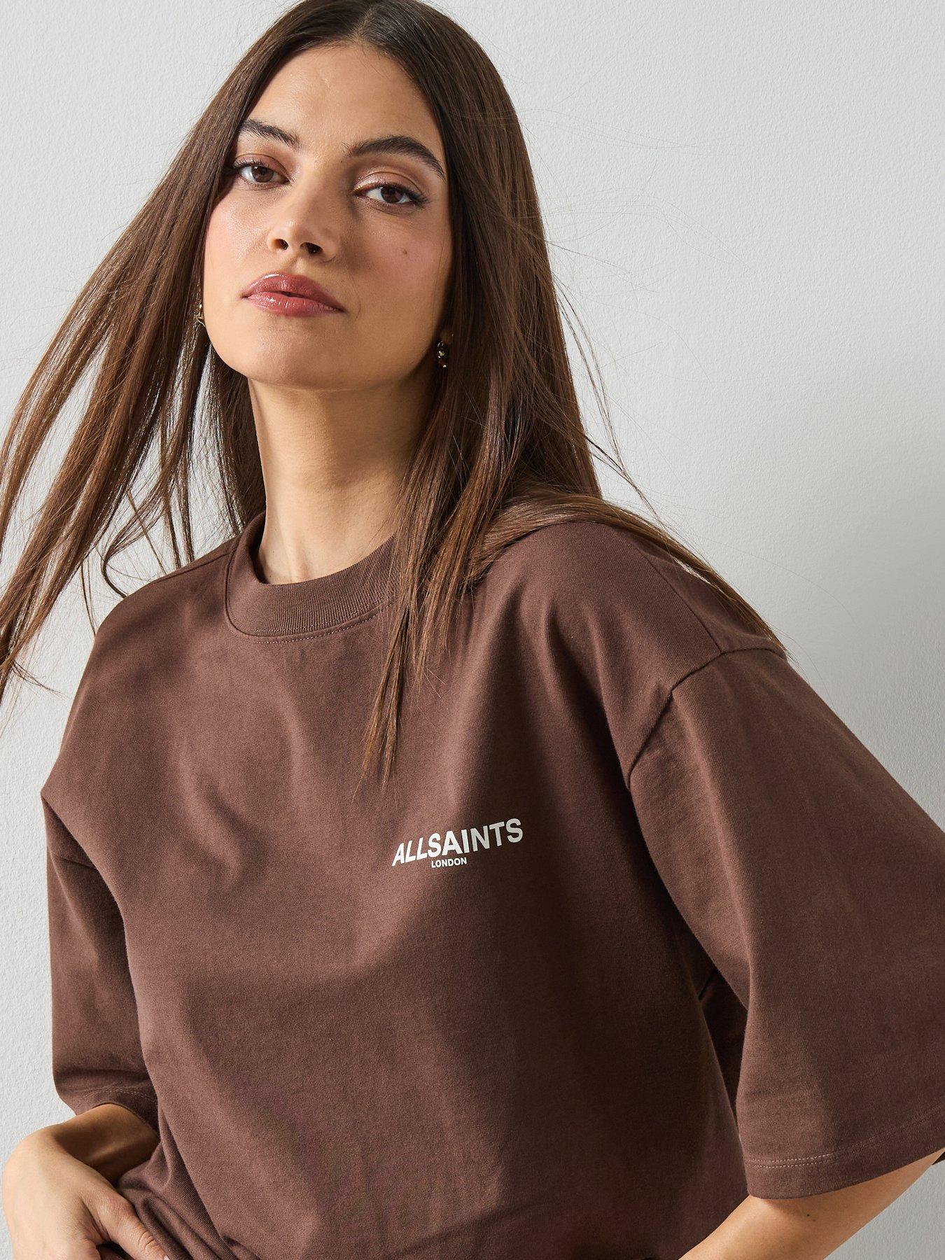 Image 5 of 6 of AllSaints Guardian Amelie Oversized T-Shirt - Brown