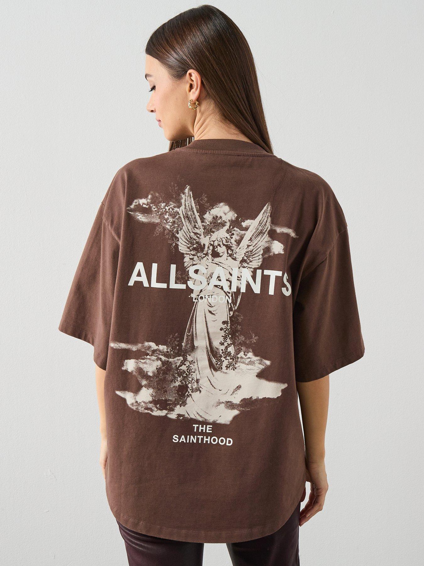 Image 6 of 6 of AllSaints Guardian Amelie Oversized T-Shirt - Brown