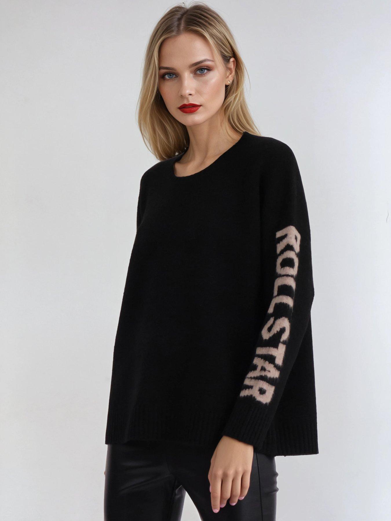 religion-oversized-rock-n-roll-jumper-in-soft-wool-mix-yarn-with-slogan-sleeves-blackoutfit