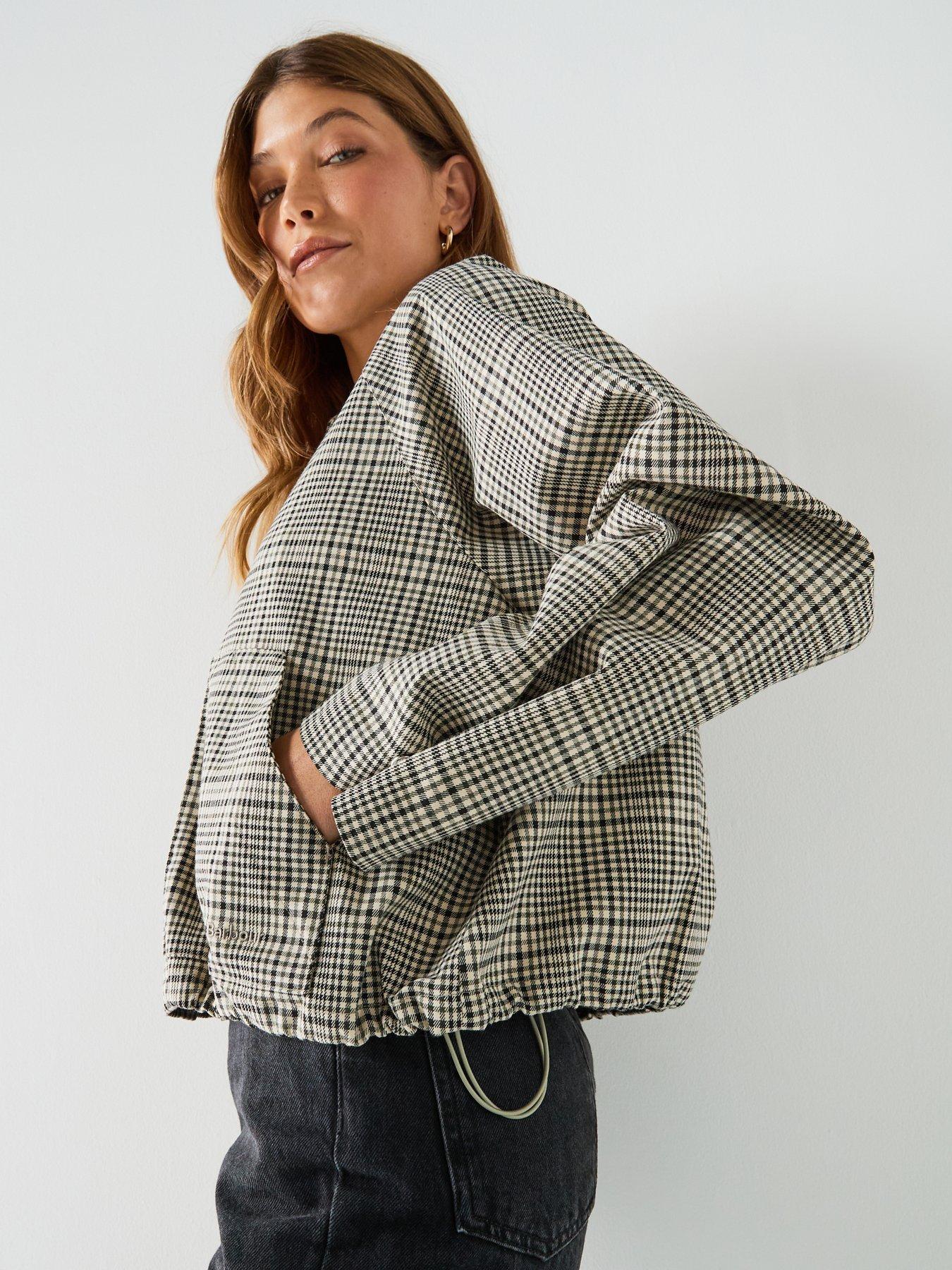 Image 5 of 7 of Barbour Leyburn Check Showerproof Bomber Jacket - Green