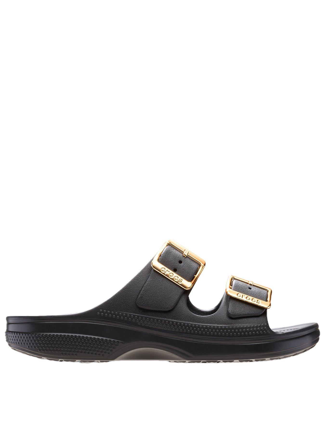Crocs Classic Metallic Buckle Sandals - Black