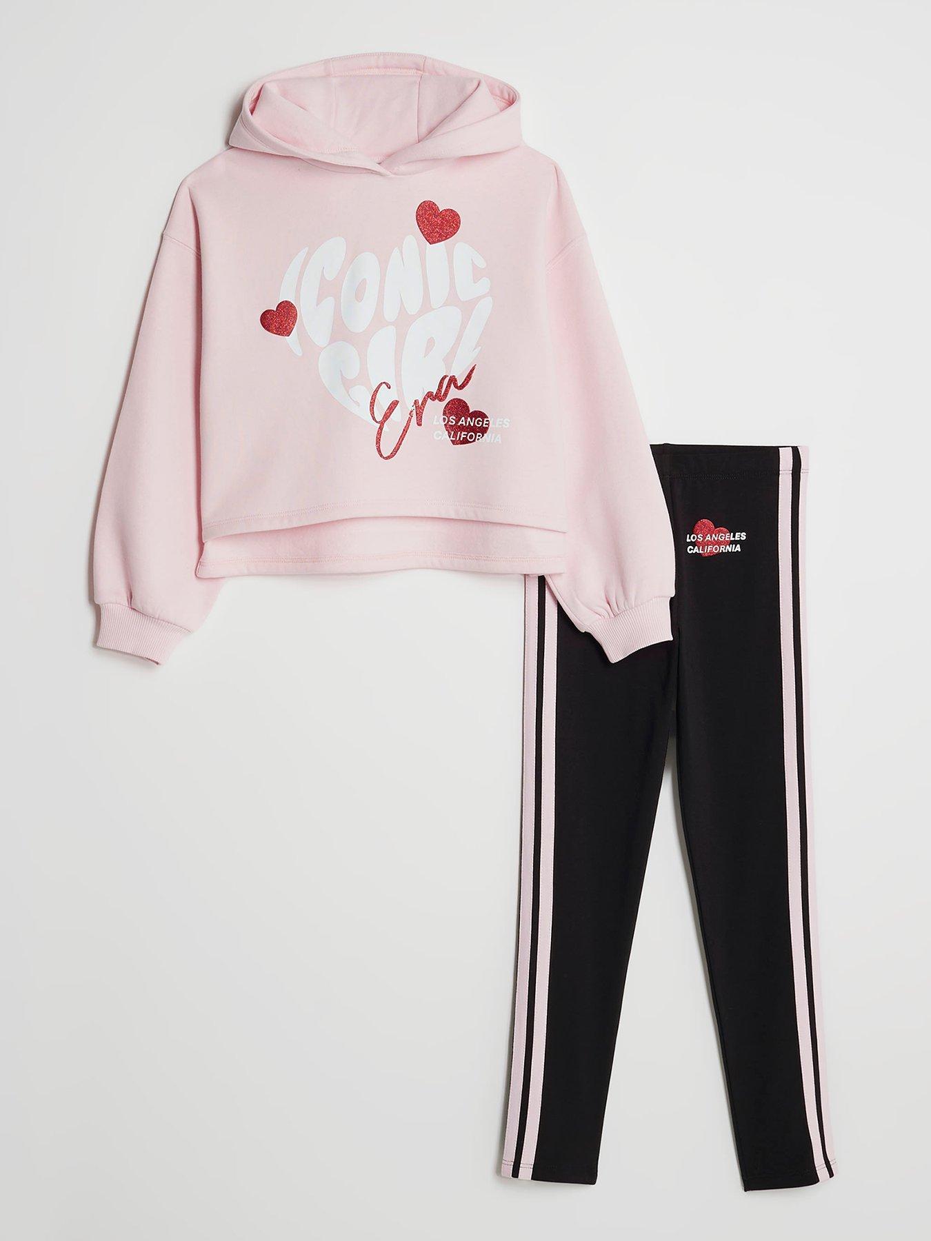 River Island Older Girls Iconic Hoodie And Leggings Set - Pink