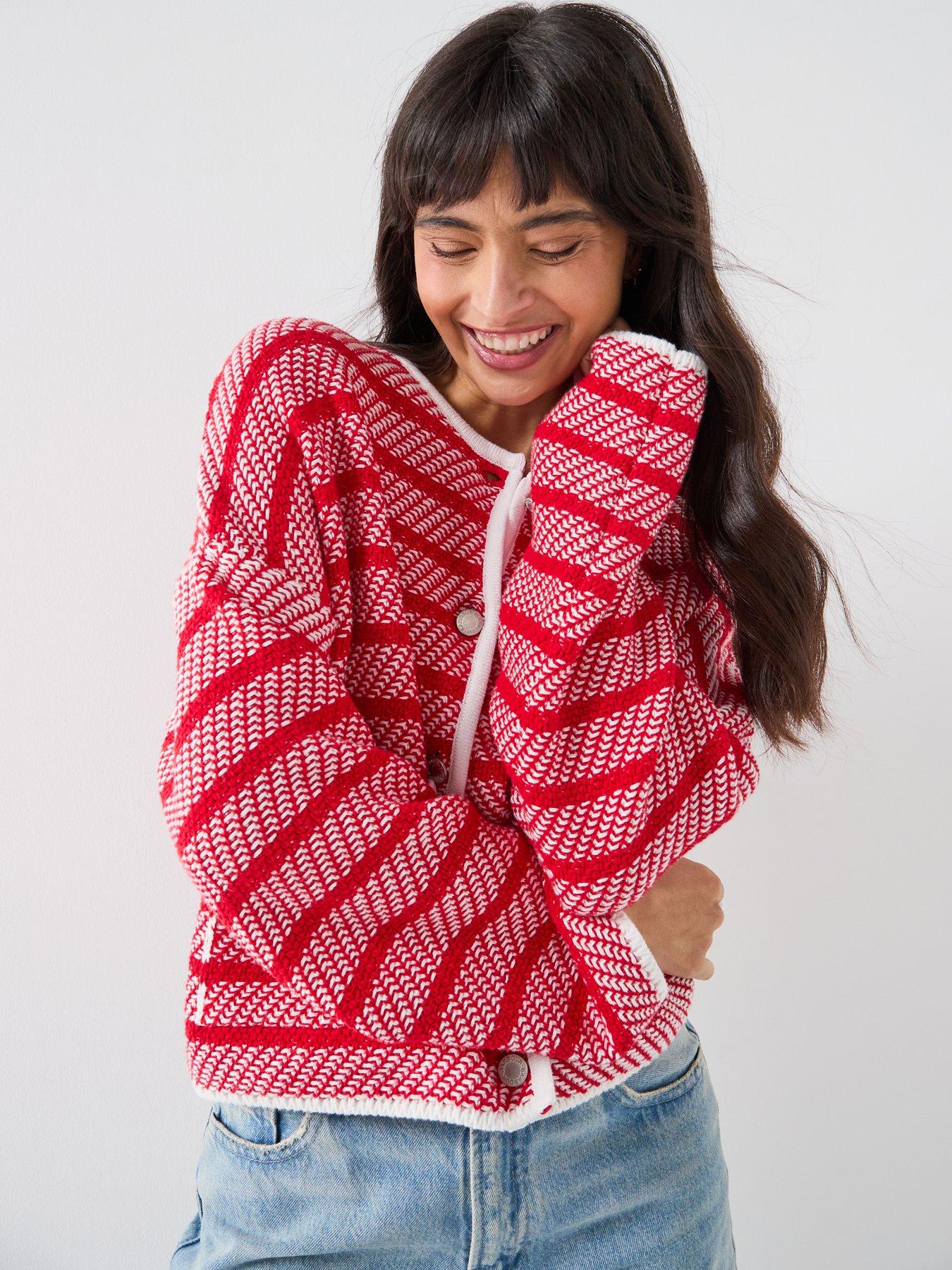 Image 4 of 6 of Barbour Polly Knitted Cardigan - Red