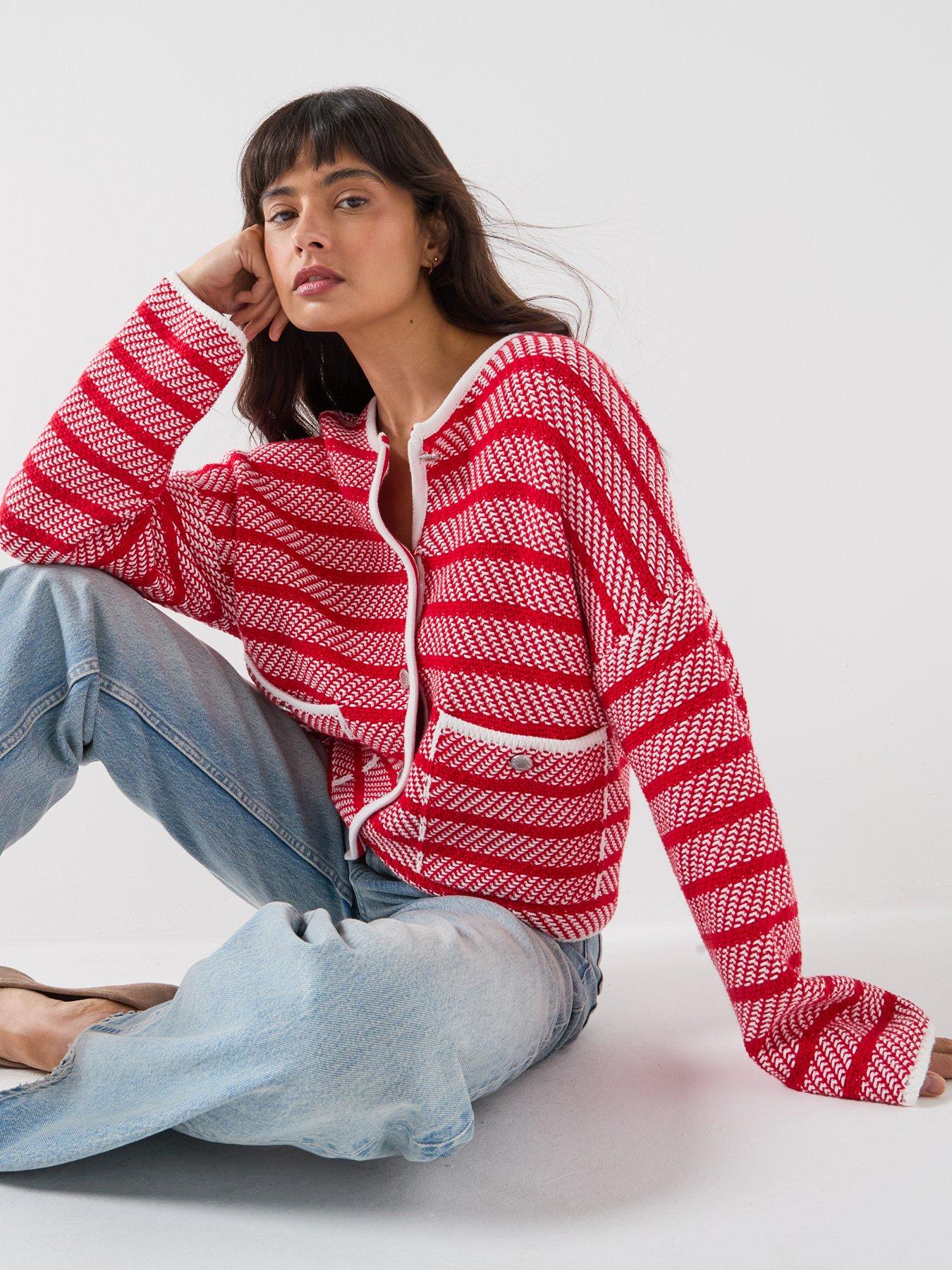 Image 6 of 6 of Barbour Polly Knitted Cardigan - Red