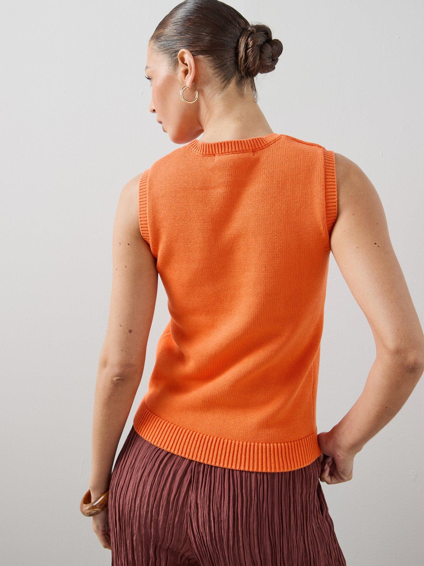 Image 2 of 5 of The Very Collection Crew Neck Fish Embellished Tank - Orange