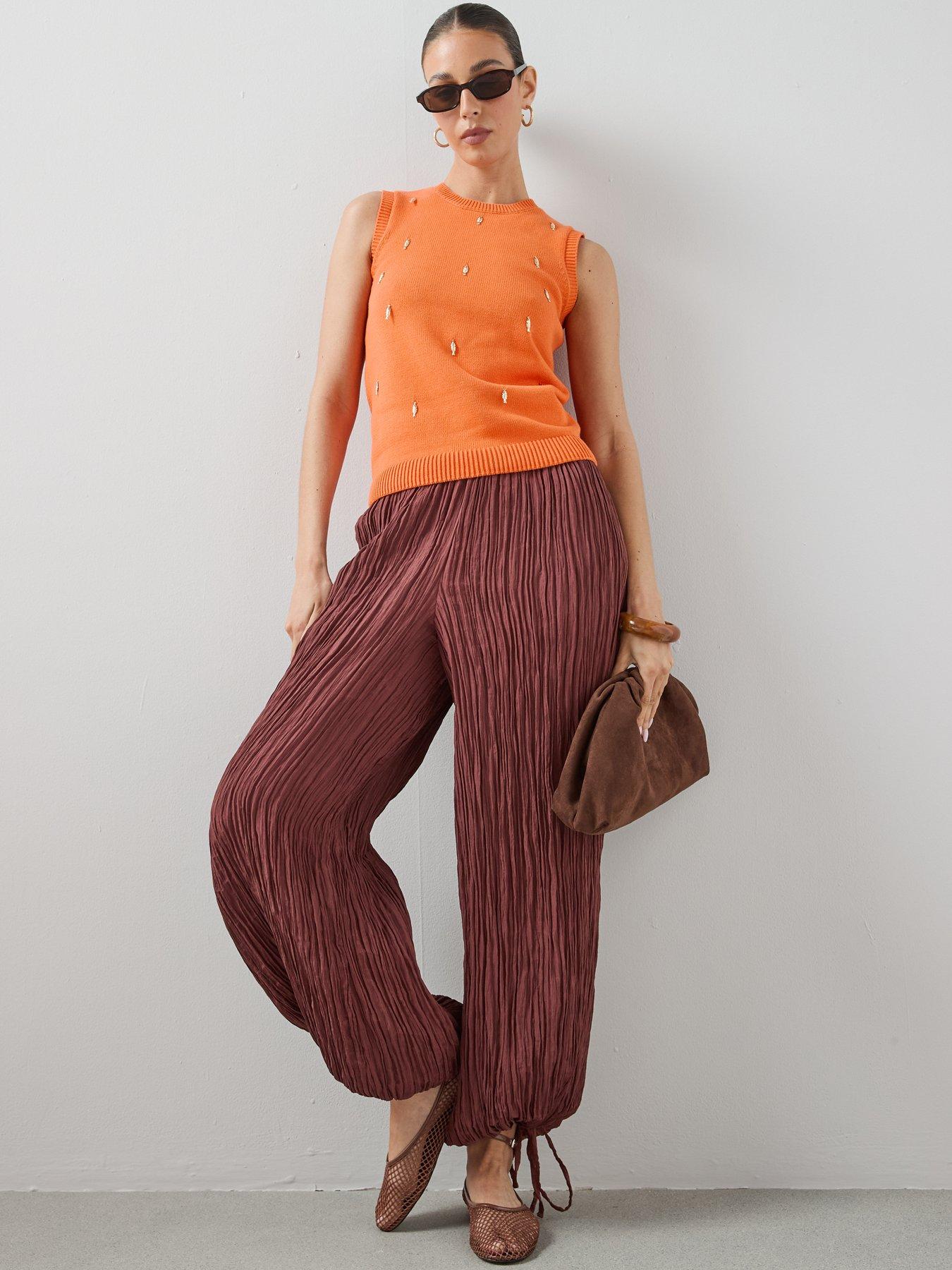 Image 3 of 5 of The Very Collection Crew Neck Fish Embellished Tank - Orange