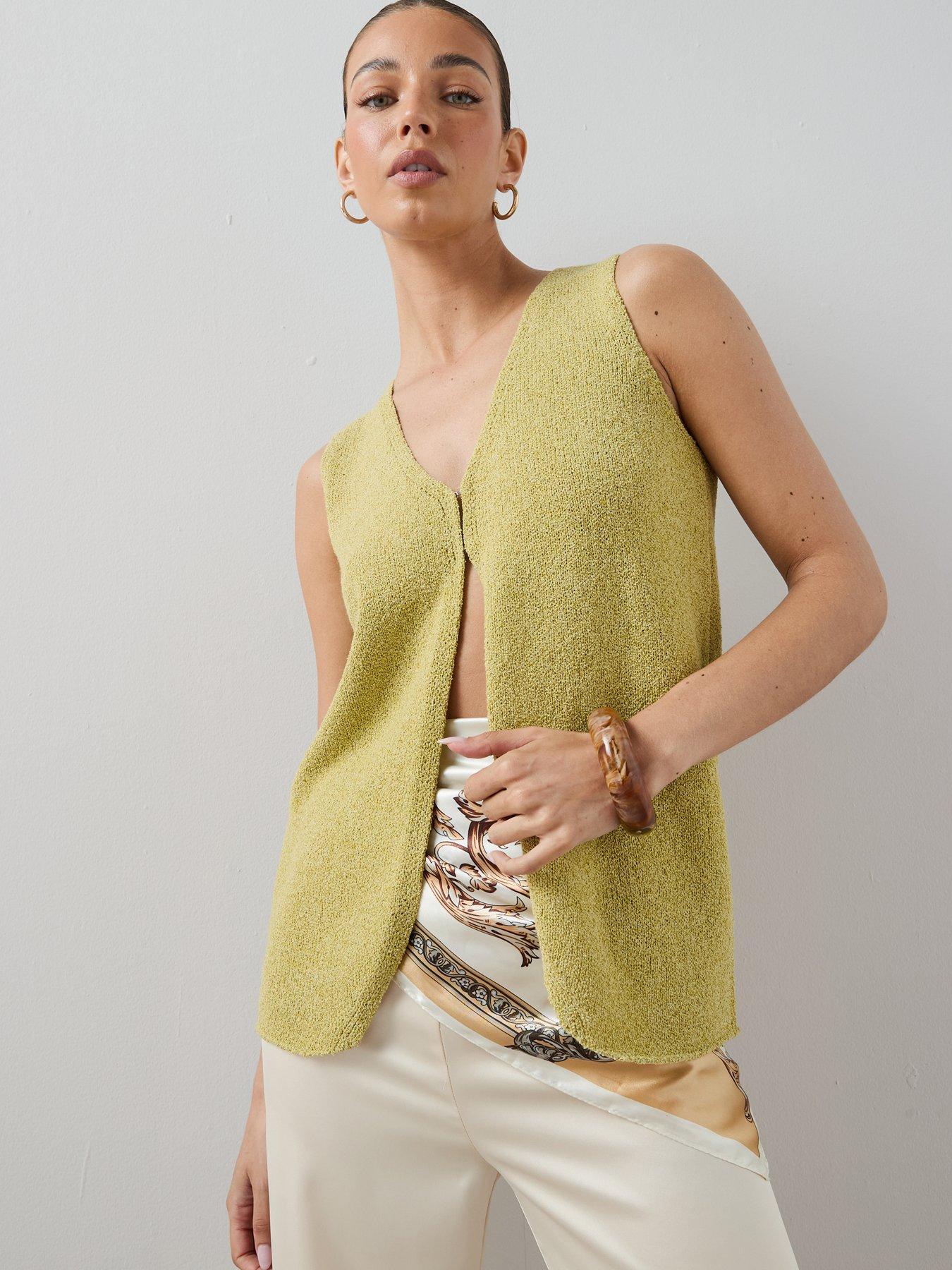 The Very Collection V Neck Longline Knitted Tank - Matcha Green