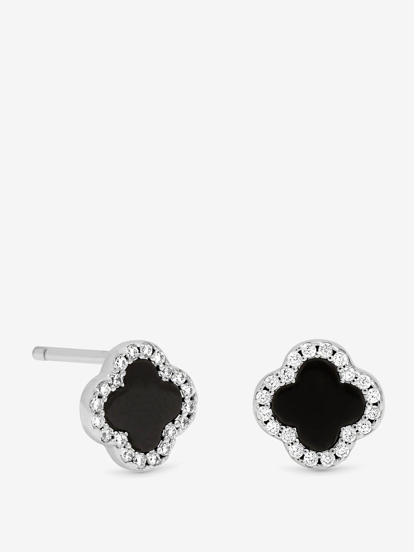 jon-richard-simply-silver-sterling-silver-925-pave-and-jet-clover-stud-earrings