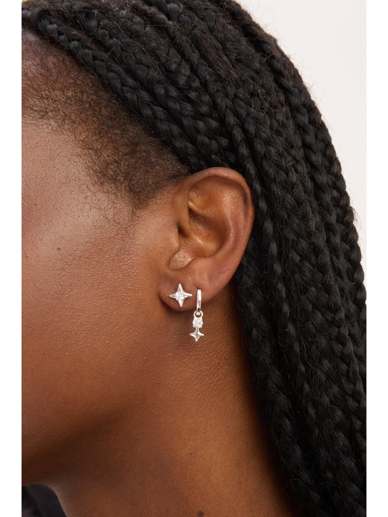 Image 2 of 2 of Jon Richard Simply Silver Sterling Silver 925 Cubic Zirconia Celestial Mini Stud Earrings