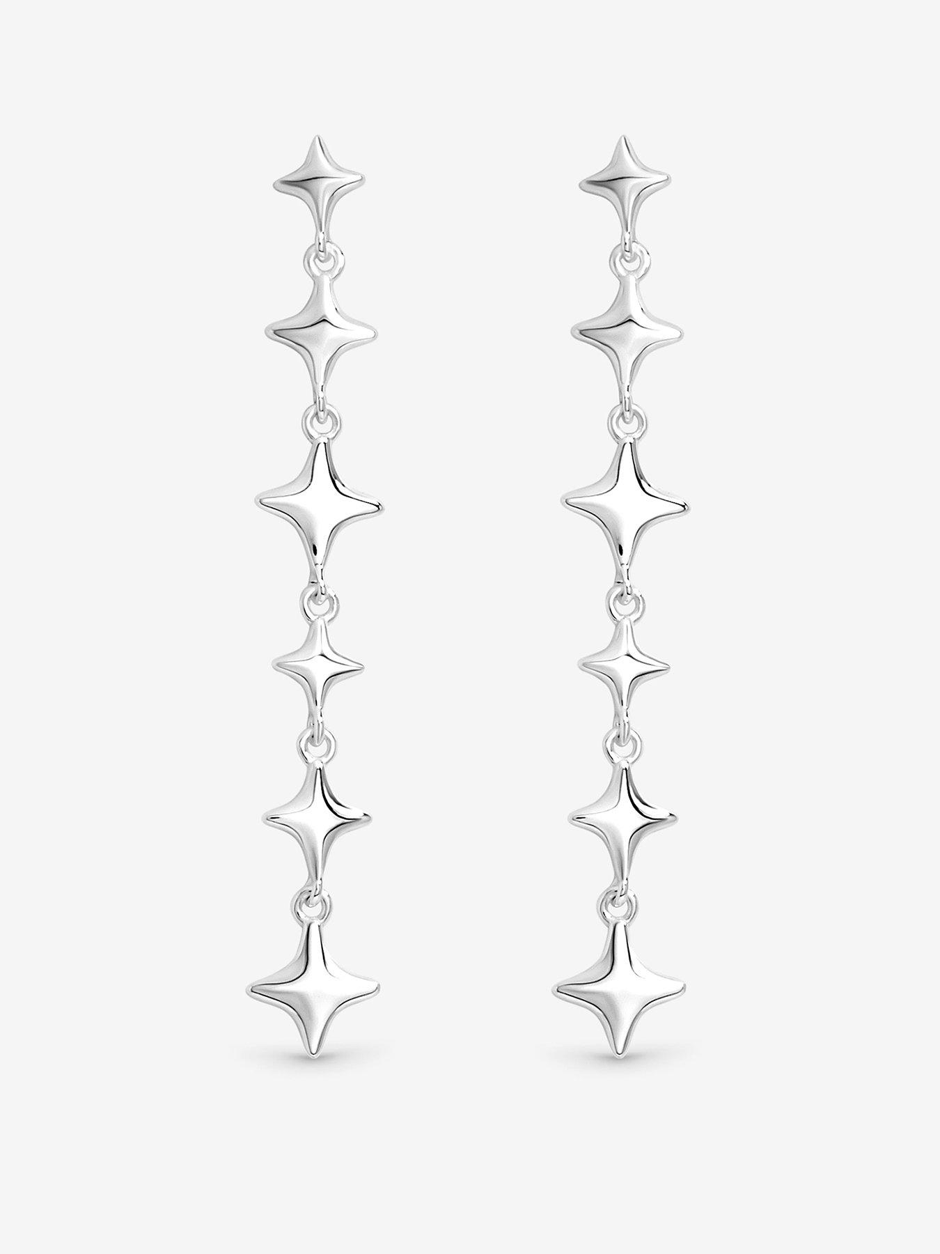 Jon Richard Simply Silver Sterling Silver 925 Polished Long Celestial Drop Earrings