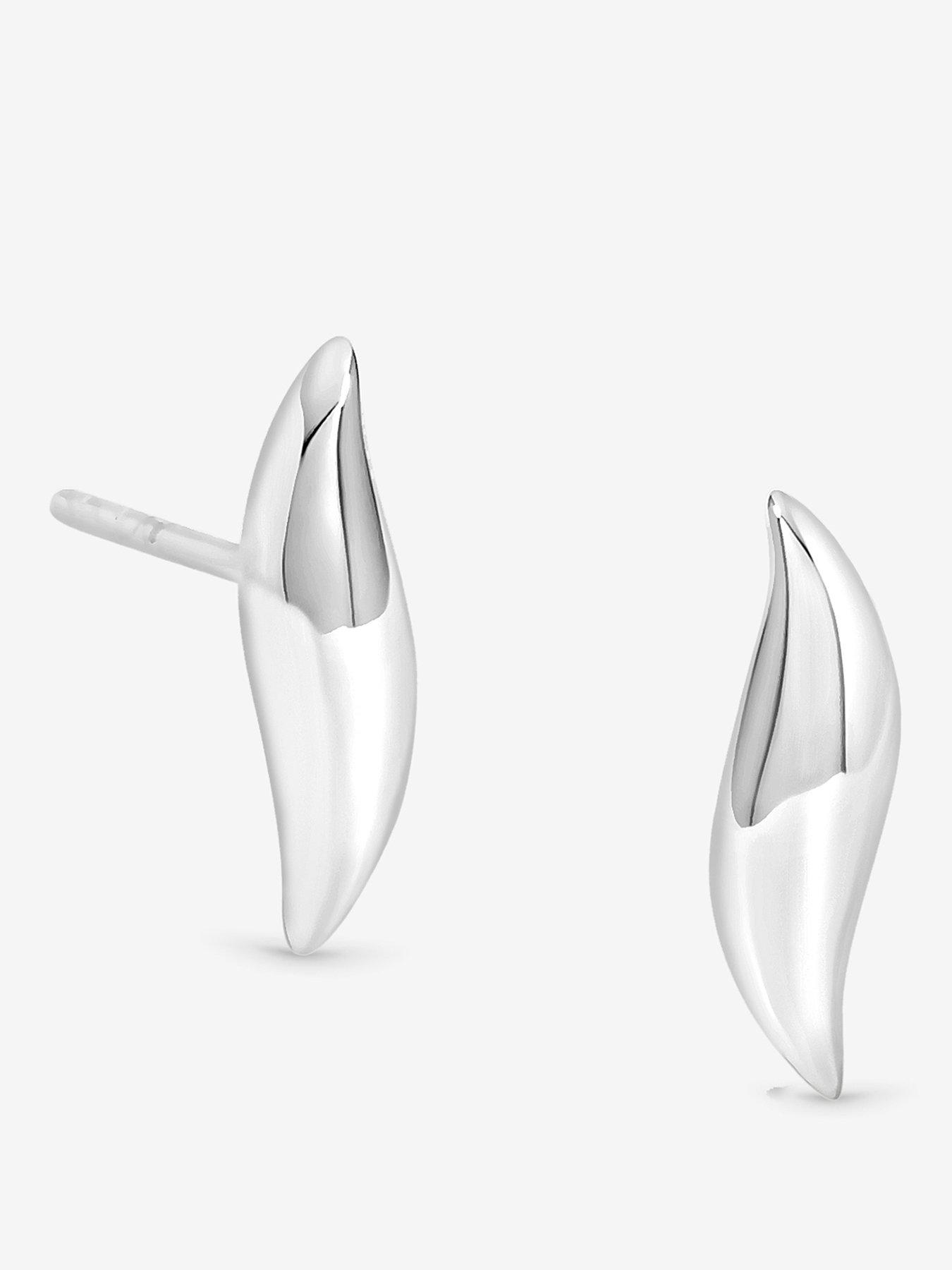 Image 1 of 3 of Jon Richard Simply Silver Sterling Silver 925 Polished Wave Stud Earrings