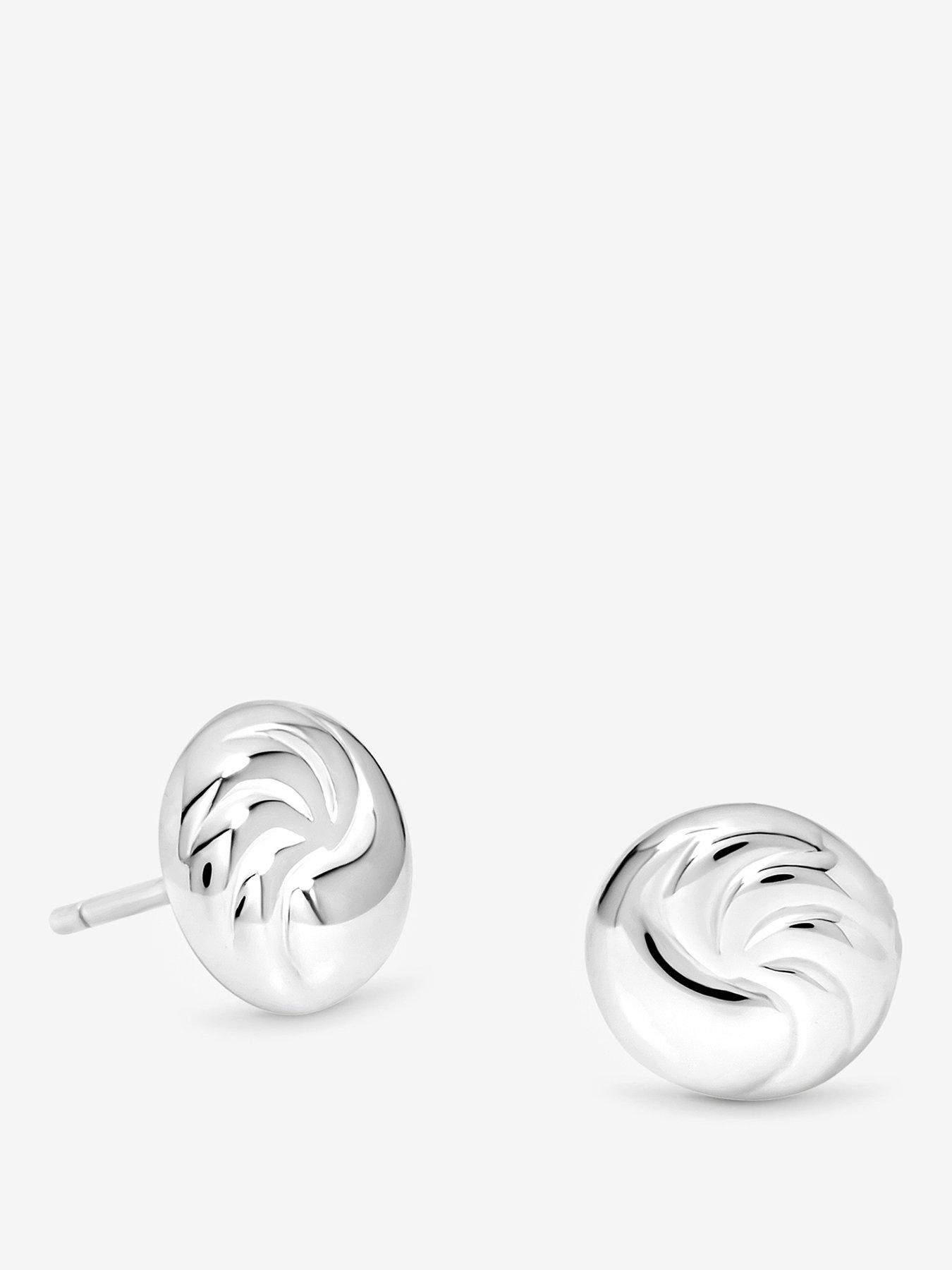 Image 1 of 2 of Jon Richard Simply Silver Sterling Silver 925 Polished Textured Ridged Stud Earrings