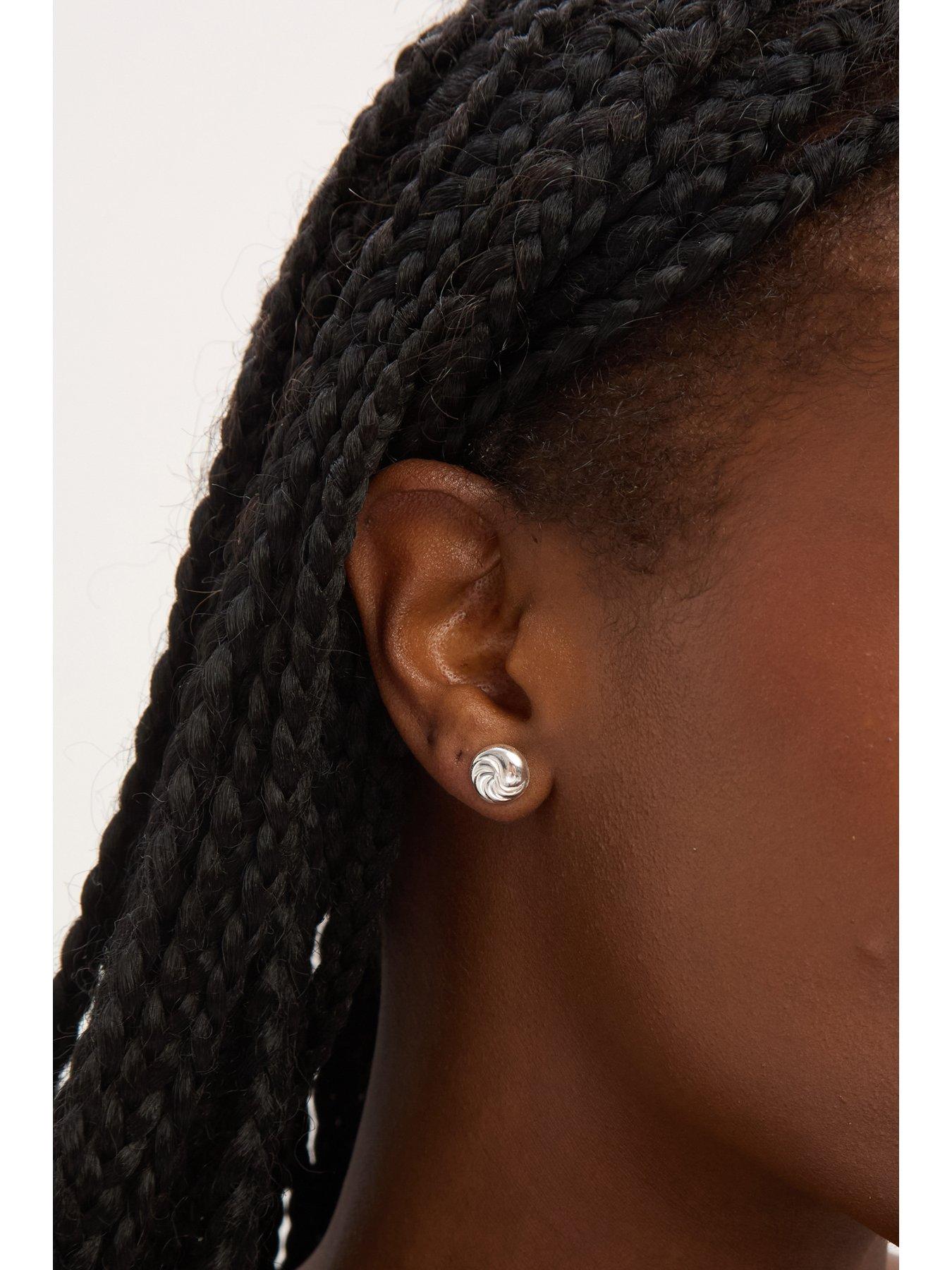 Image 2 of 2 of Jon Richard Simply Silver Sterling Silver 925 Polished Textured Ridged Stud Earrings