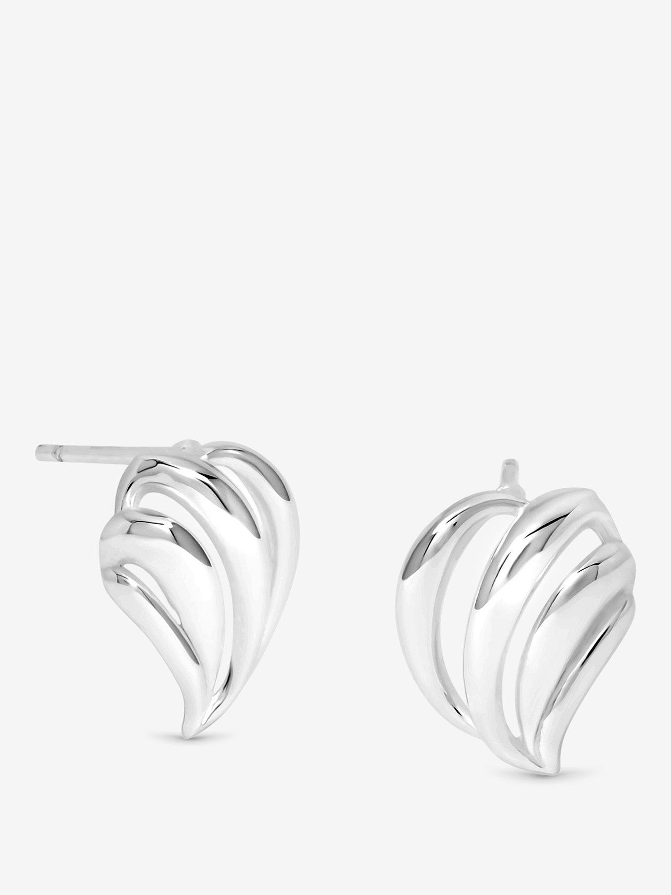 Jon Richard Simply Silver Sterling Silver 925 Polished Open Ridged Wave Stud Earrings