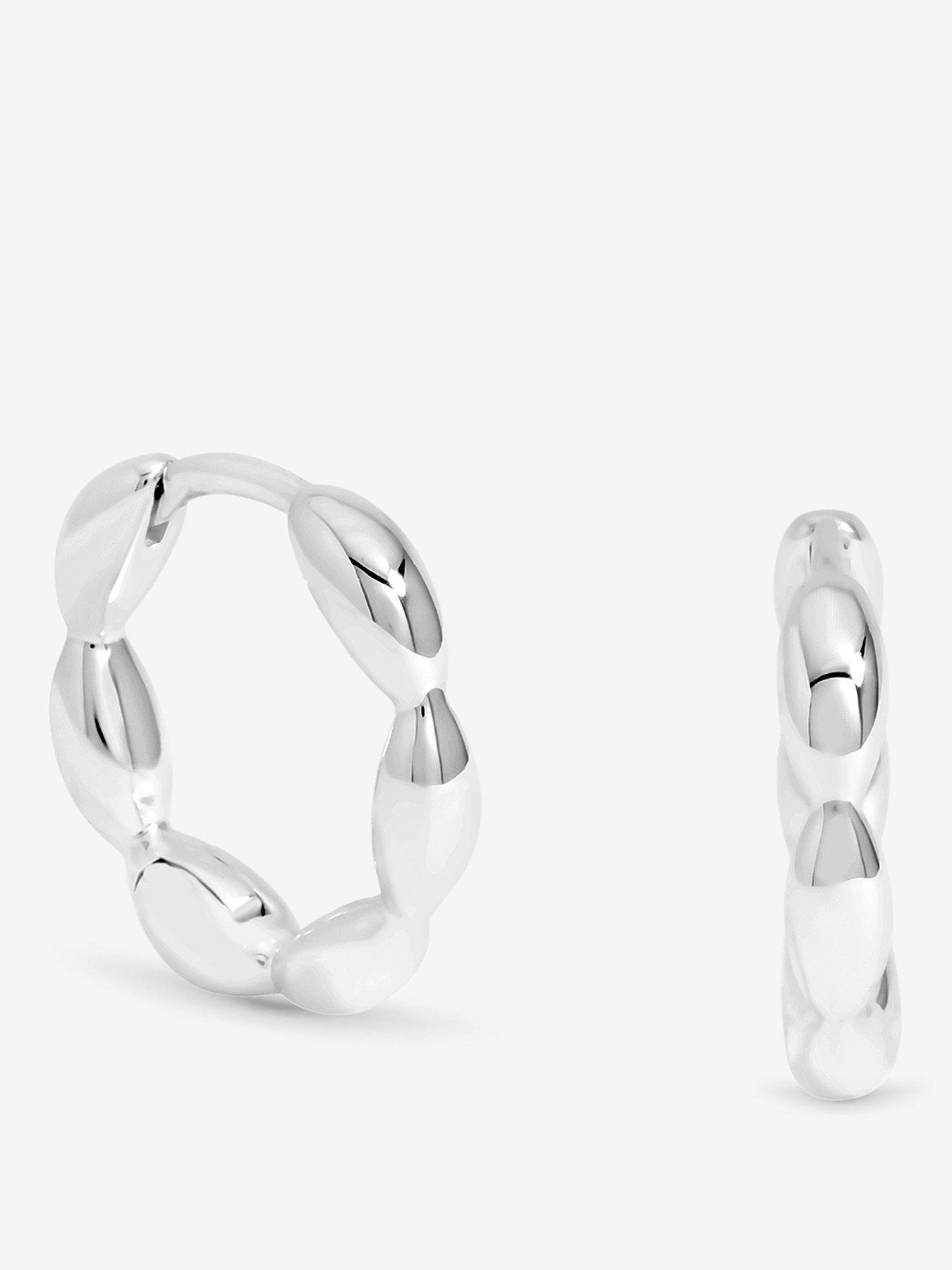 Jon Richard Simply Silver Sterling Silver 925 Polished Pebble Hoop Earrings