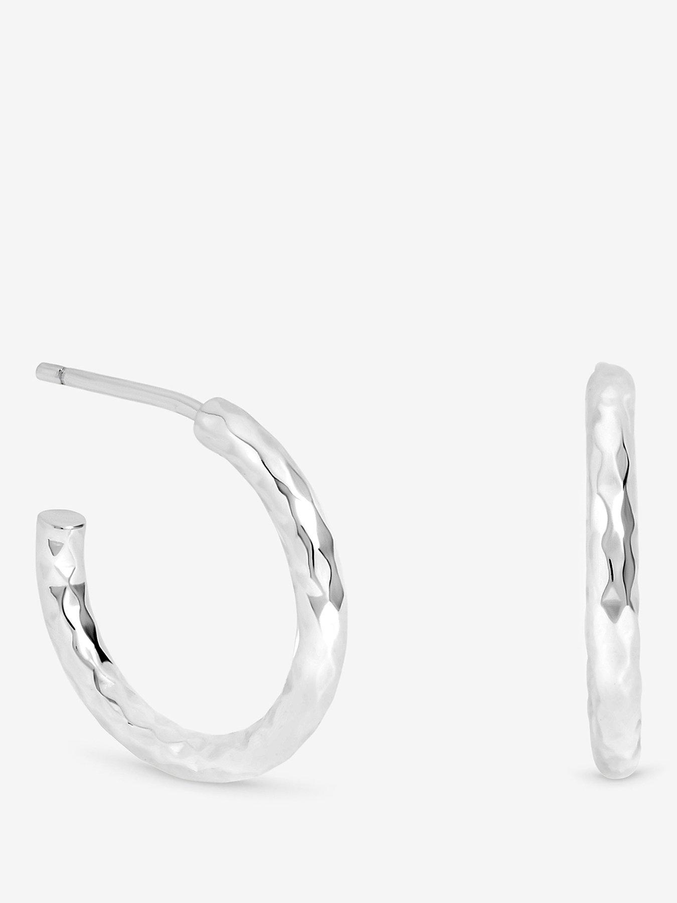 Image 1 of 3 of Jon Richard Simply Silver Sterling Silver 925 Polished Diamond Cut Hoop Earrings