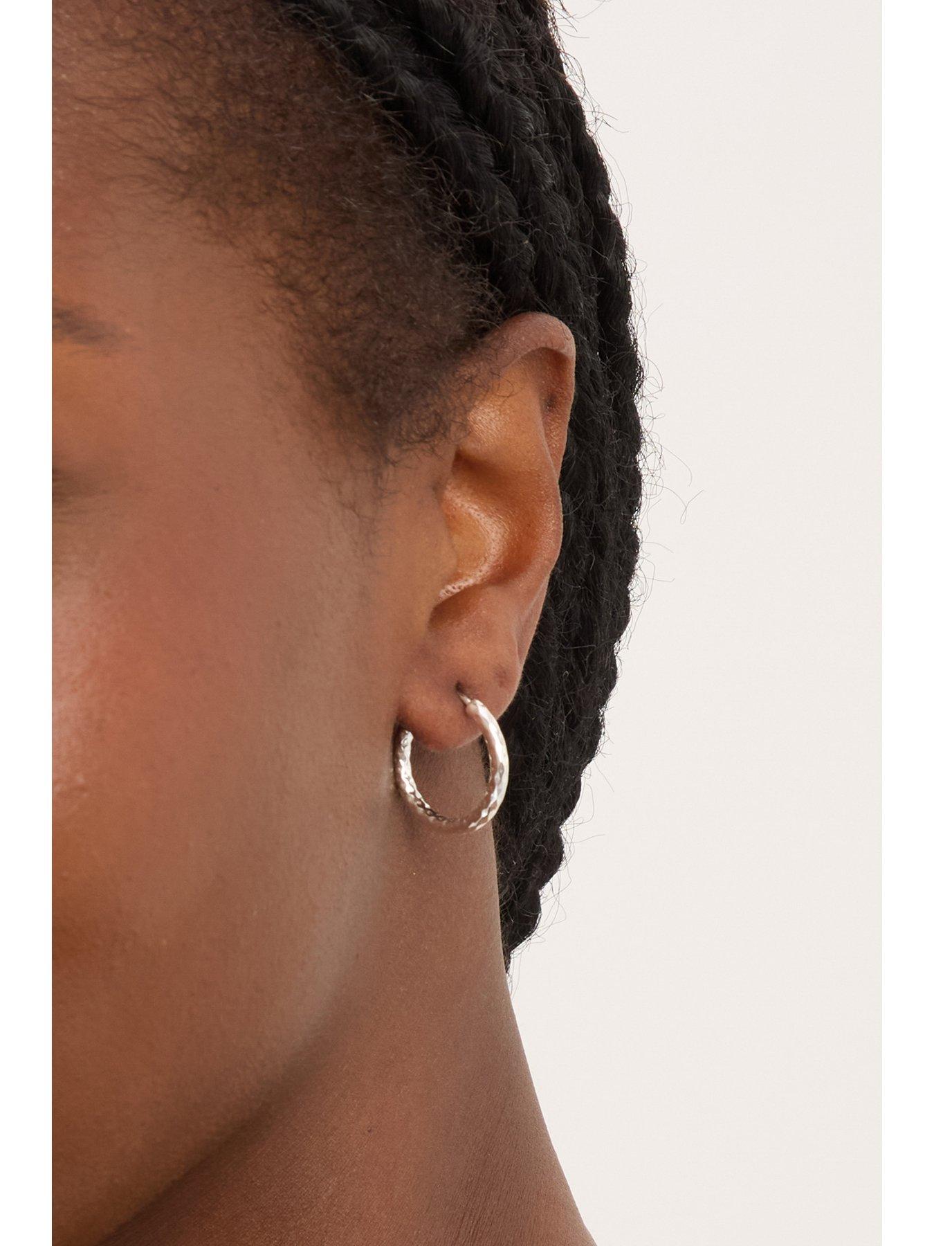 Image 2 of 3 of Jon Richard Simply Silver Sterling Silver 925 Polished Diamond Cut Hoop Earrings