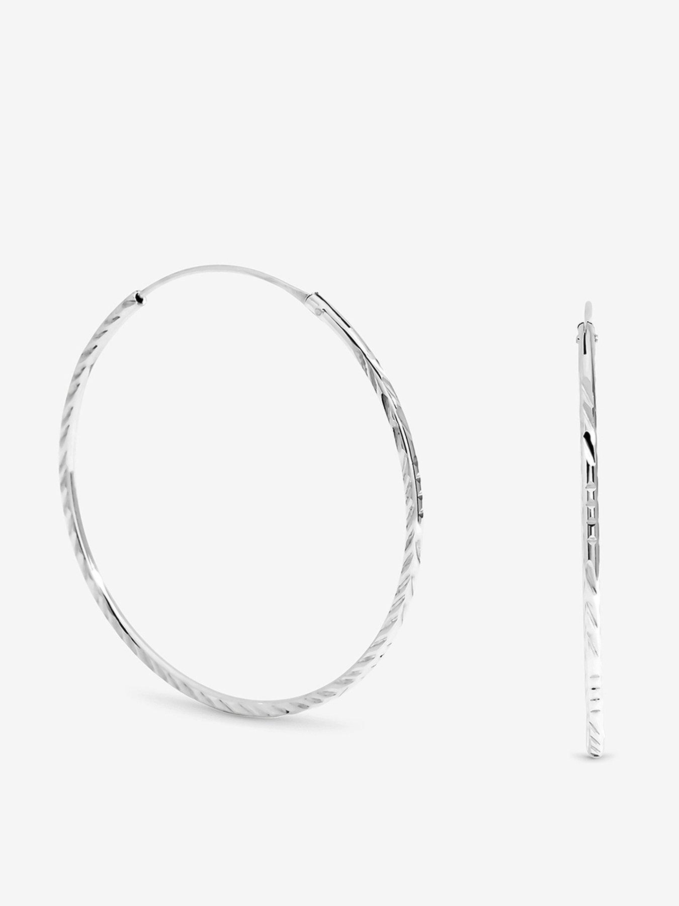 Jon Richard Simply Silver Sterling Silver 925 Polished 20mm Sleeper Hoop Earrings