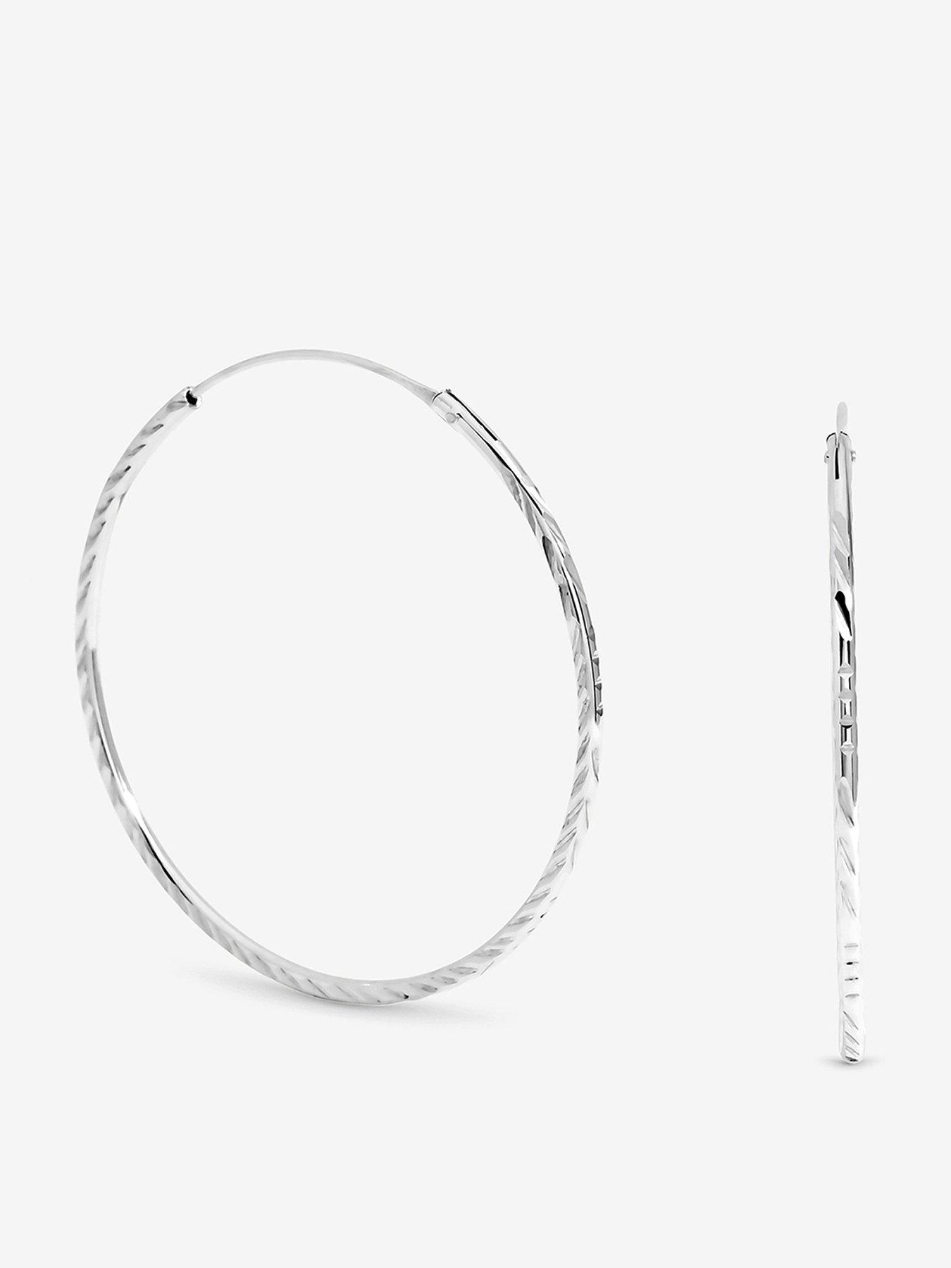 Jon Richard Simply Silver Sterling Silver 925 Polished Diamond Cut Sleeper Hoop Earrings