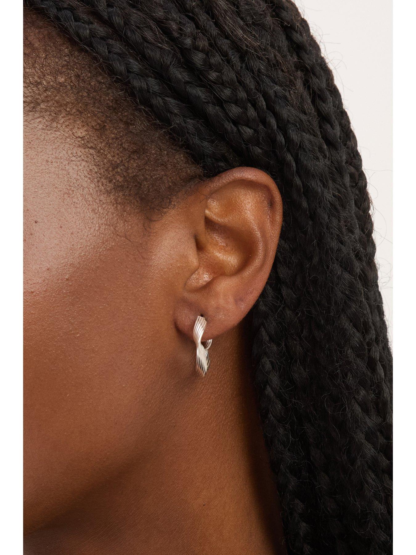 Image 3 of 3 of Jon Richard Simply Silver Sterling Silver 925 Polished Soft Diamond Cut Twist Hoop Earrings