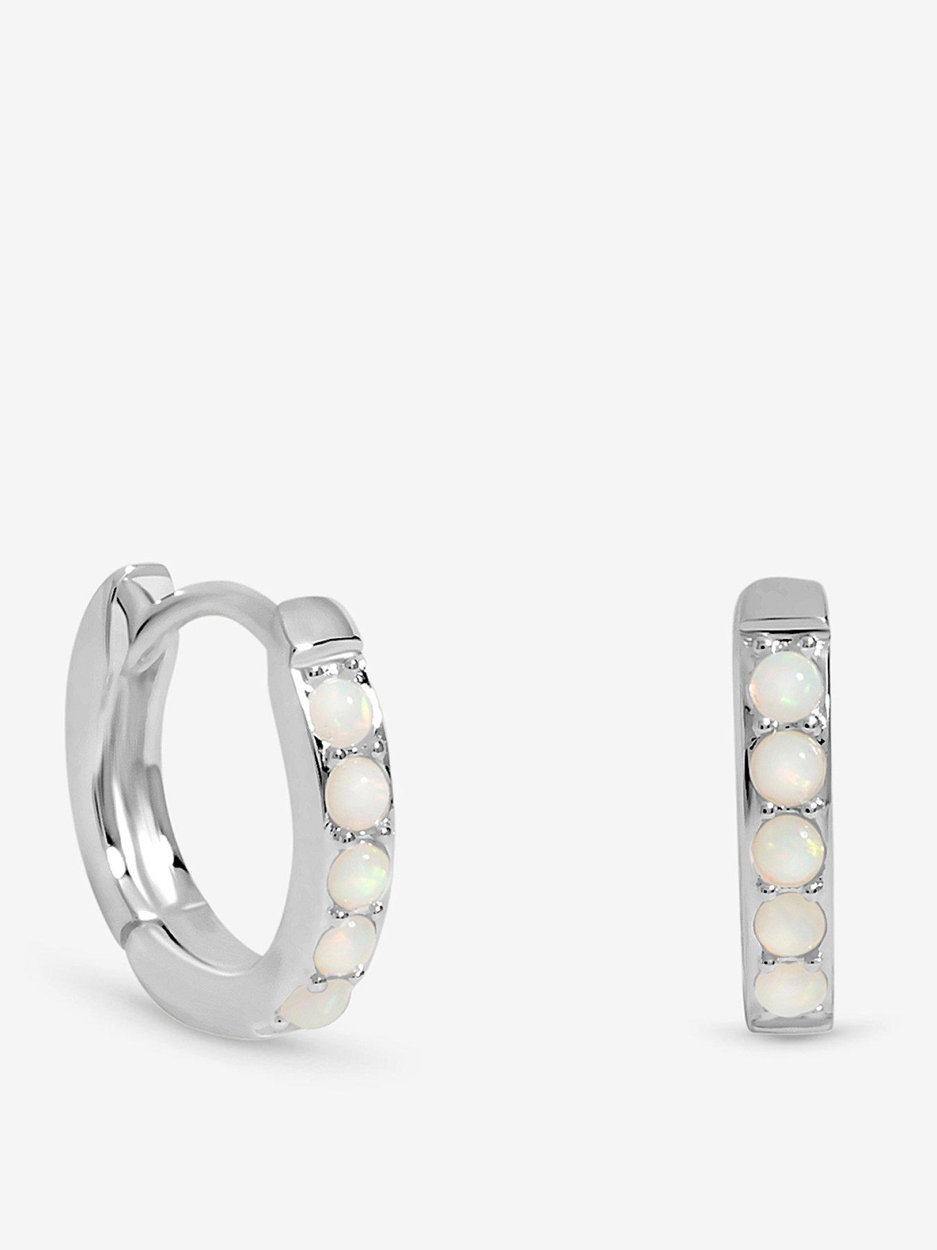 jon-richard-simply-silver-sterling-silver-925-cubic-zirconia-opal-hoop-earringsfront