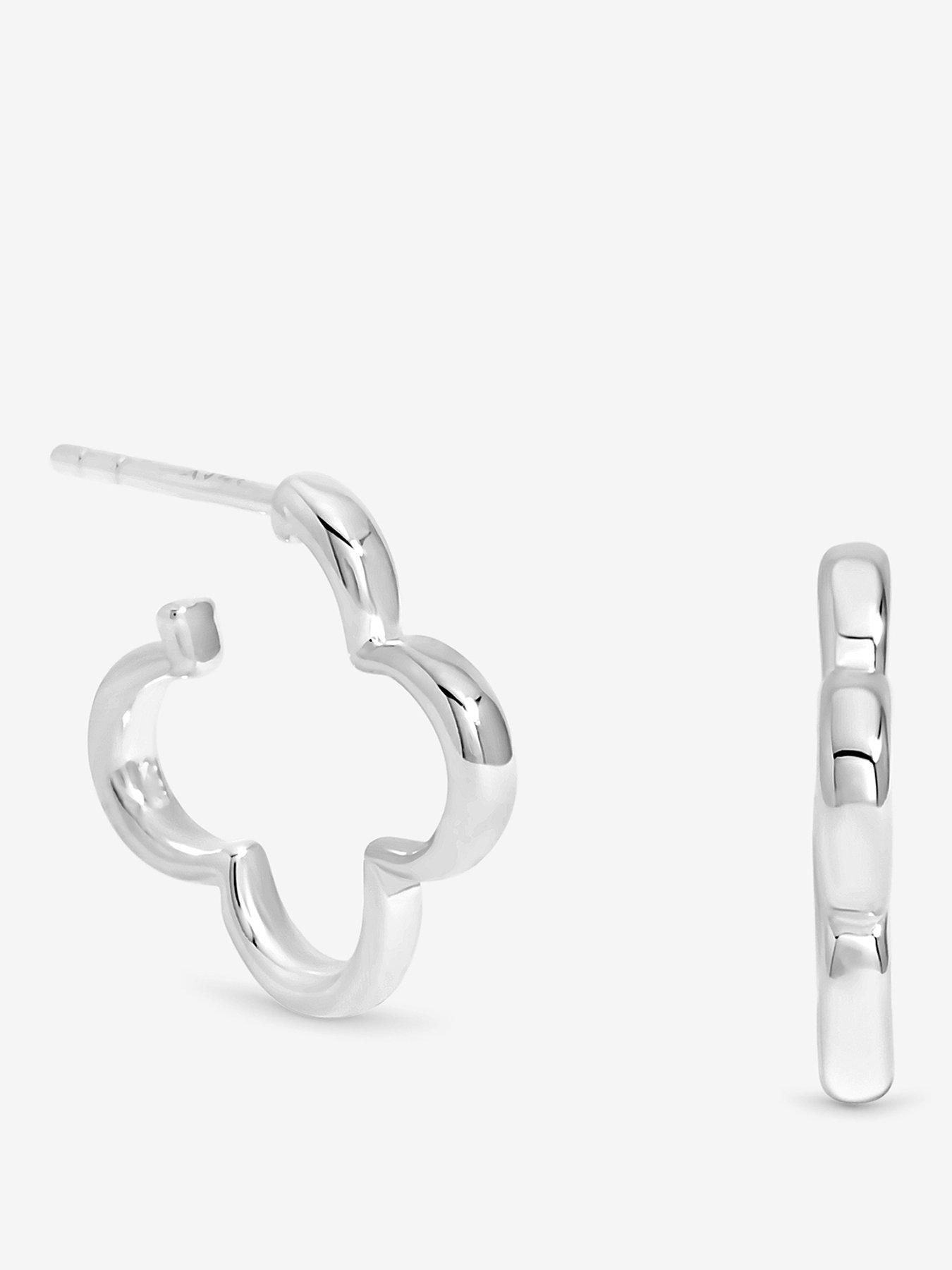 Jon Richard Simply Silver Sterling Silver 925 Polished Clover Hoop Earrings