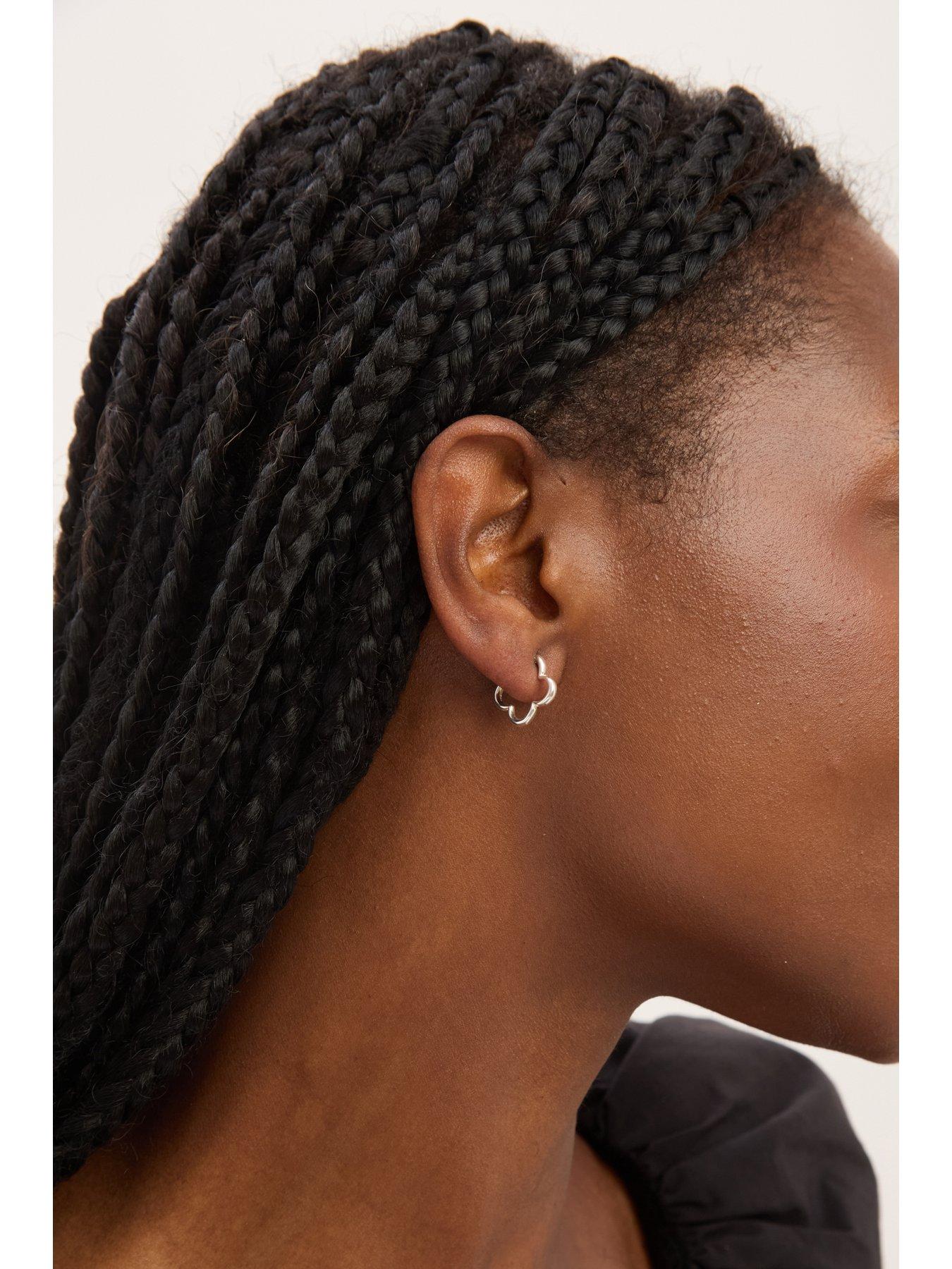 Image 2 of 2 of Jon Richard Simply Silver Sterling Silver 925 Polished Clover Hoop Earrings