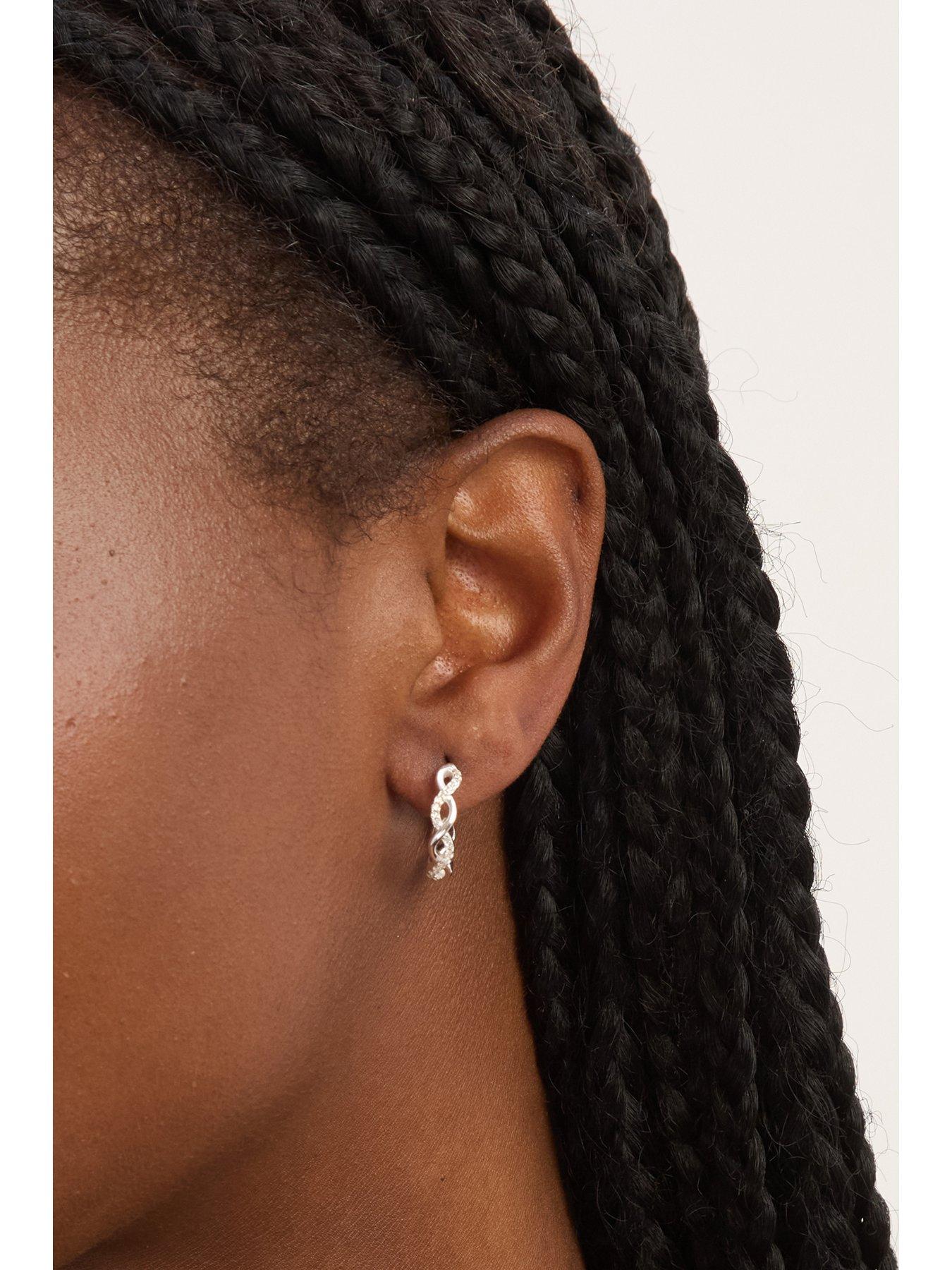 Image 2 of 3 of Jon Richard Simply Silver Sterling Silver 925 Polished and Cubic Zirconia Infinity Hoop Earrings