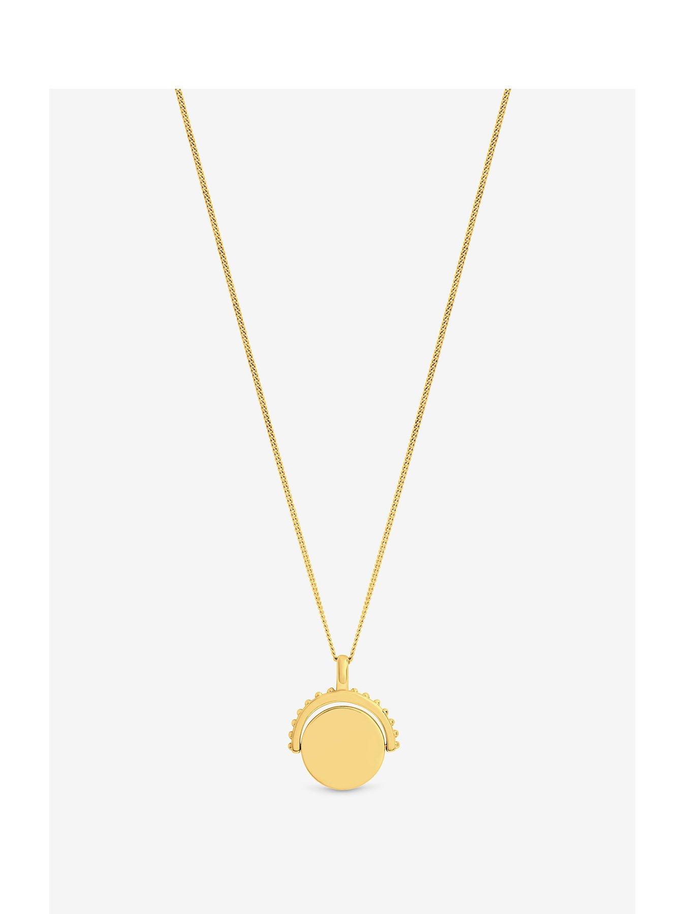 Jon Richard Simply Silver 14ct Real Gold Plated Sterling Silver Polished Beaded Edge Spinner Pendant