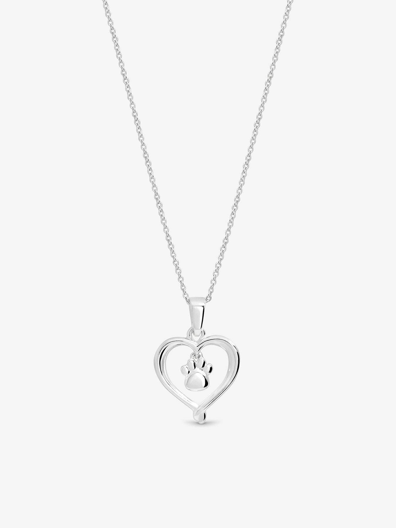 Jon Richard Simply Silver Sterling Silver 925 Polished Heart and Pawprint Pendant