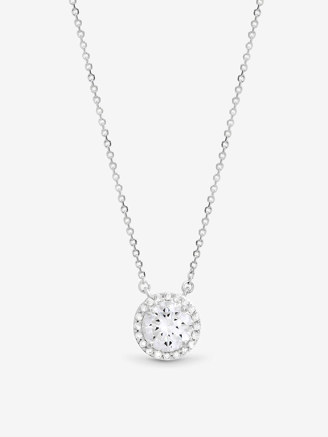 Jon Richard Simply Silver Sterling Silver 925 Cubic Zirconia Halo Pendant