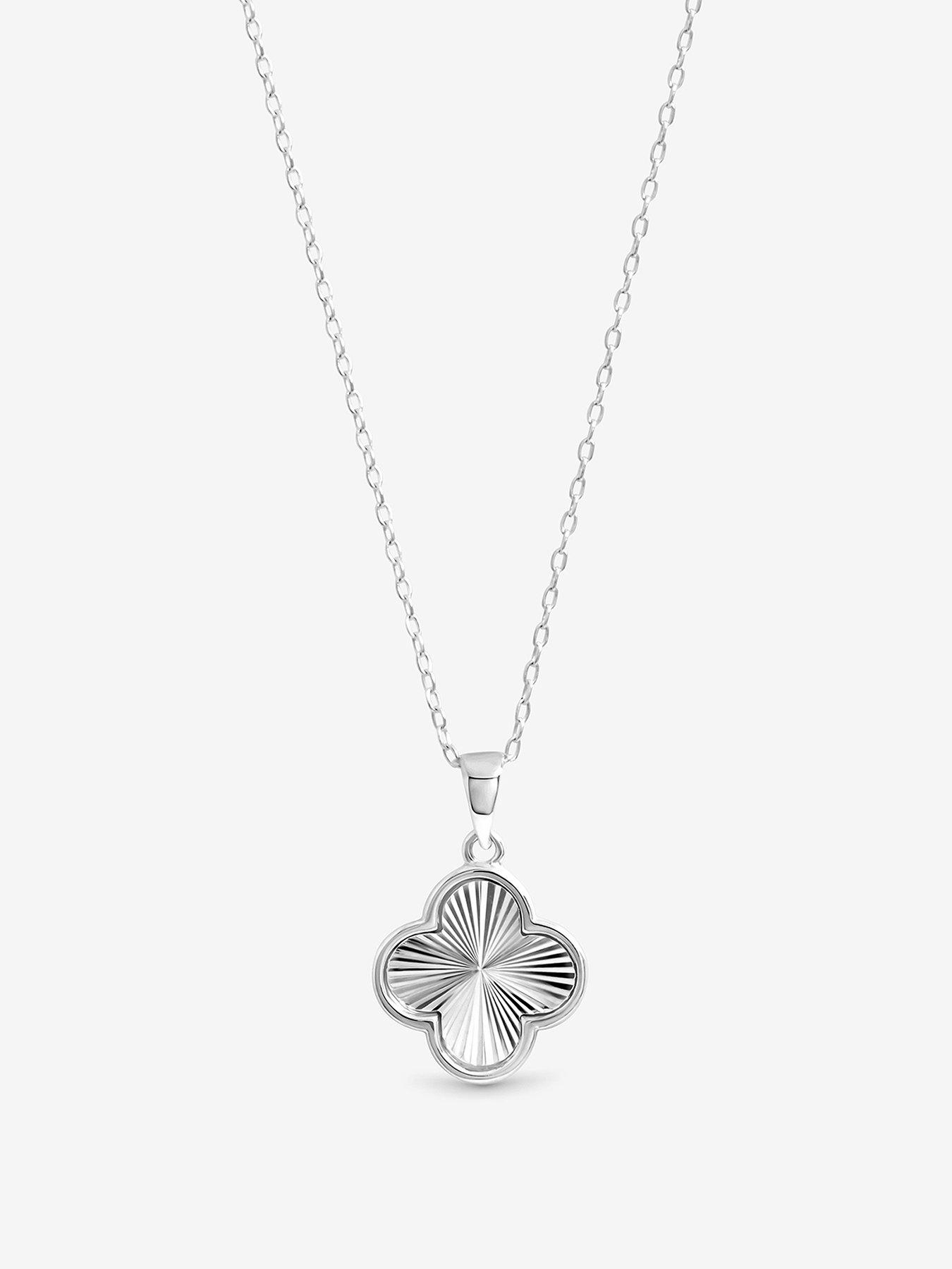 jon-richard-simply-silver-sterling-silver-925-polished-ridged-clover-pendant