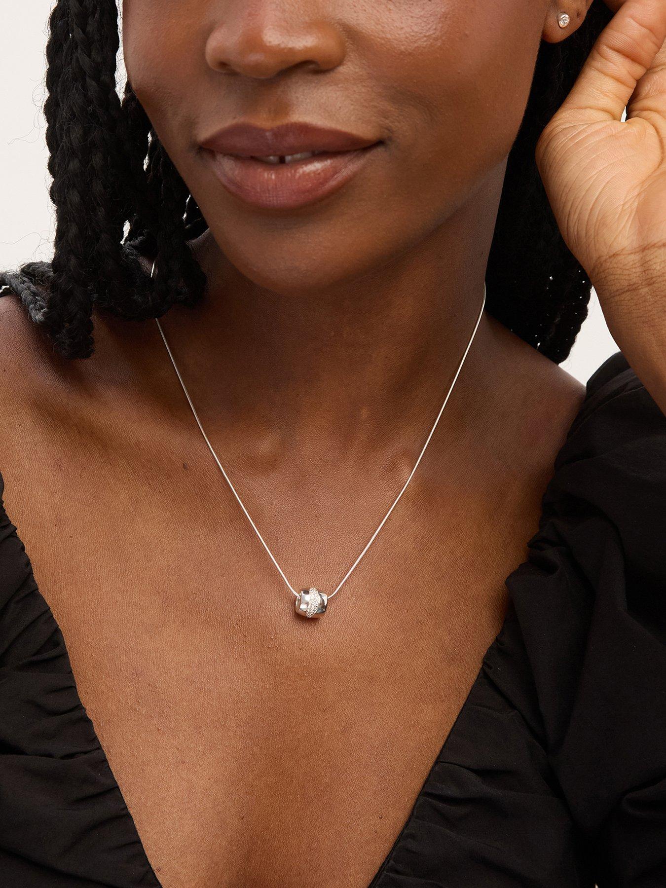 Jon Richard Simply Silver Sterling Silver 925 Polished and Pave Charm Pendant