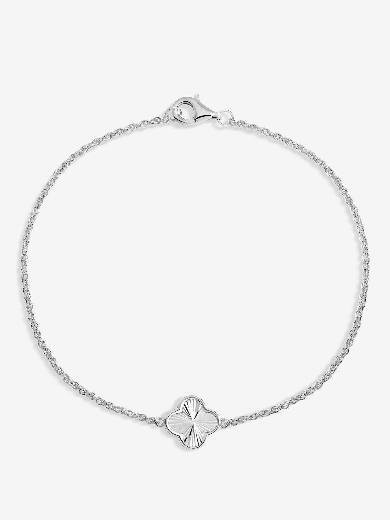 Jon Richard Simply Silver Sterling Silver 925 Polished Diamond Cut Clover Bracelet
