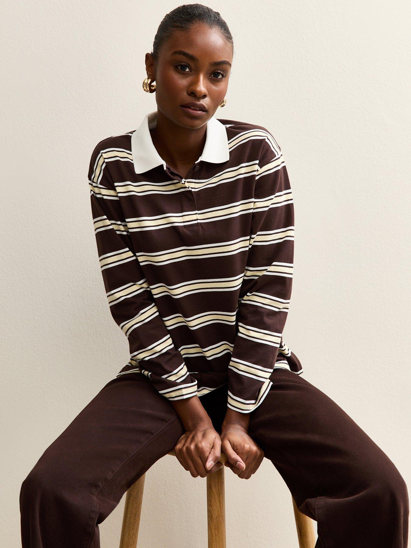 new-look-striped-long-sleeve-rugby-top-brownfront