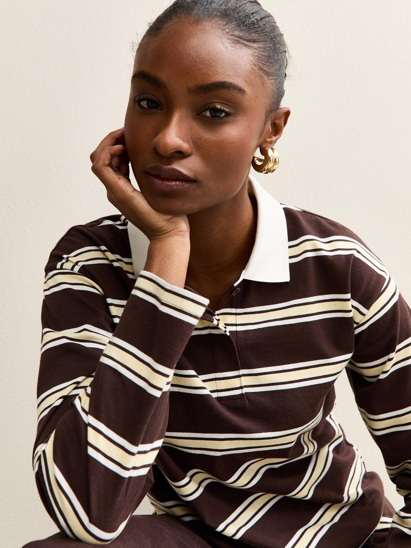 new-look-striped-long-sleeve-rugby-top-brownoutfit