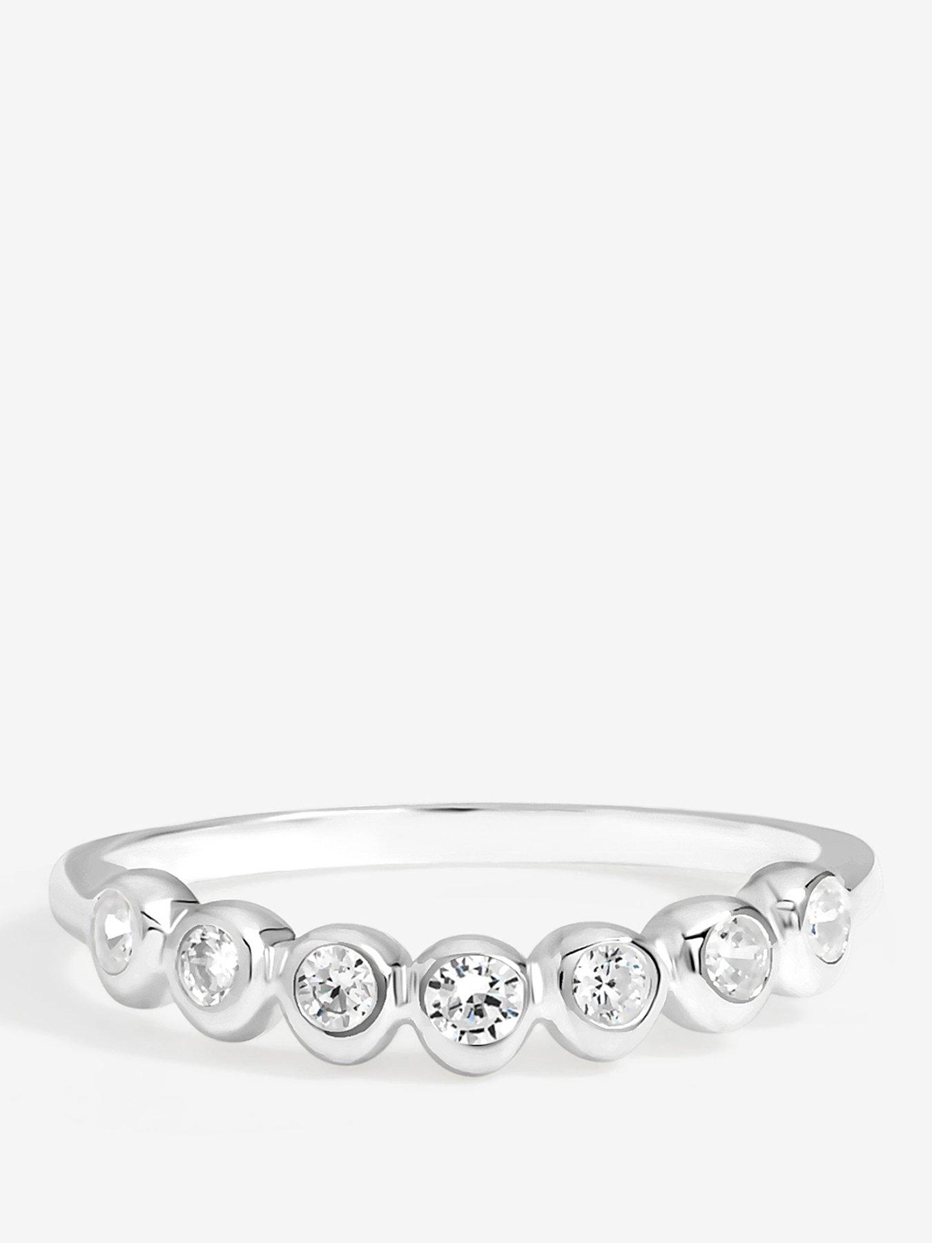 Jon Richard Simply Silver Sterling Silver 925 Cubic Zirconia Bezel Ring