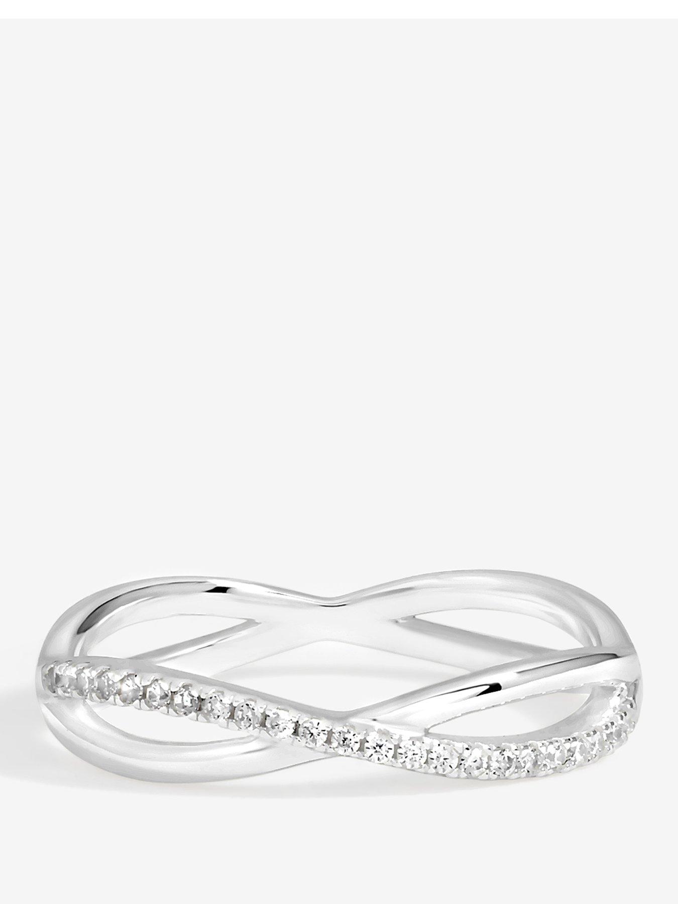 Jon Richard Simply Silver Sterling Silver 925 Polished and Cubic Zirconia Infinity Ring