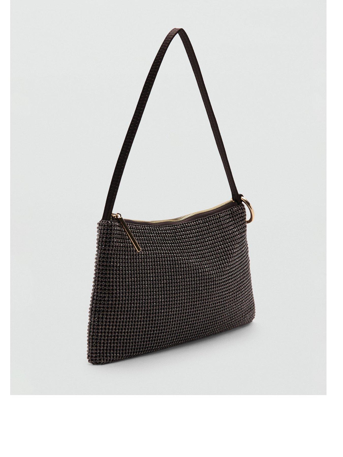 Image 1 of 5 of Mango Handbag With All Over Rhinestones - Brown