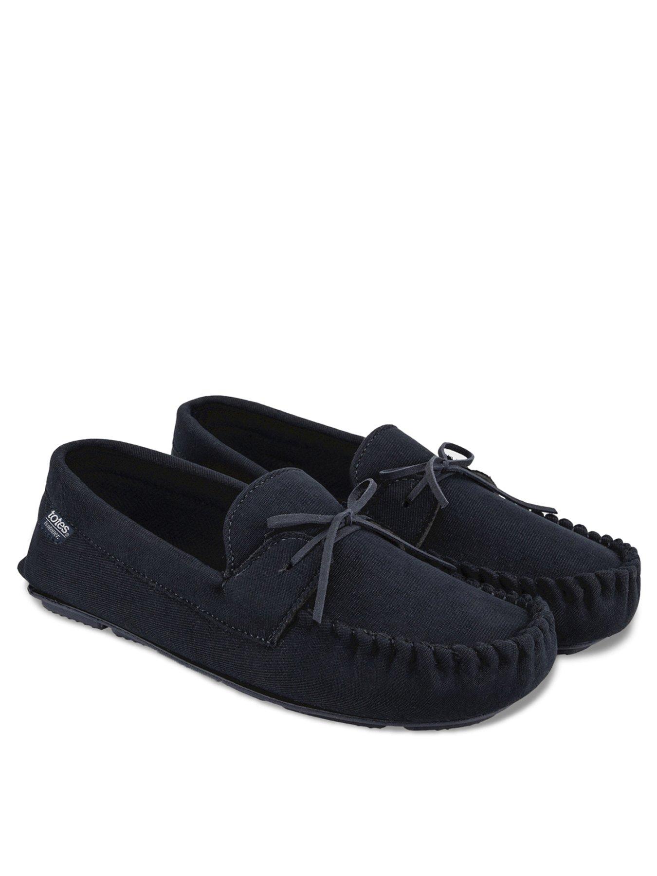 TOTES Isotoner Mens Herringbone Lined Moccasin - Navy