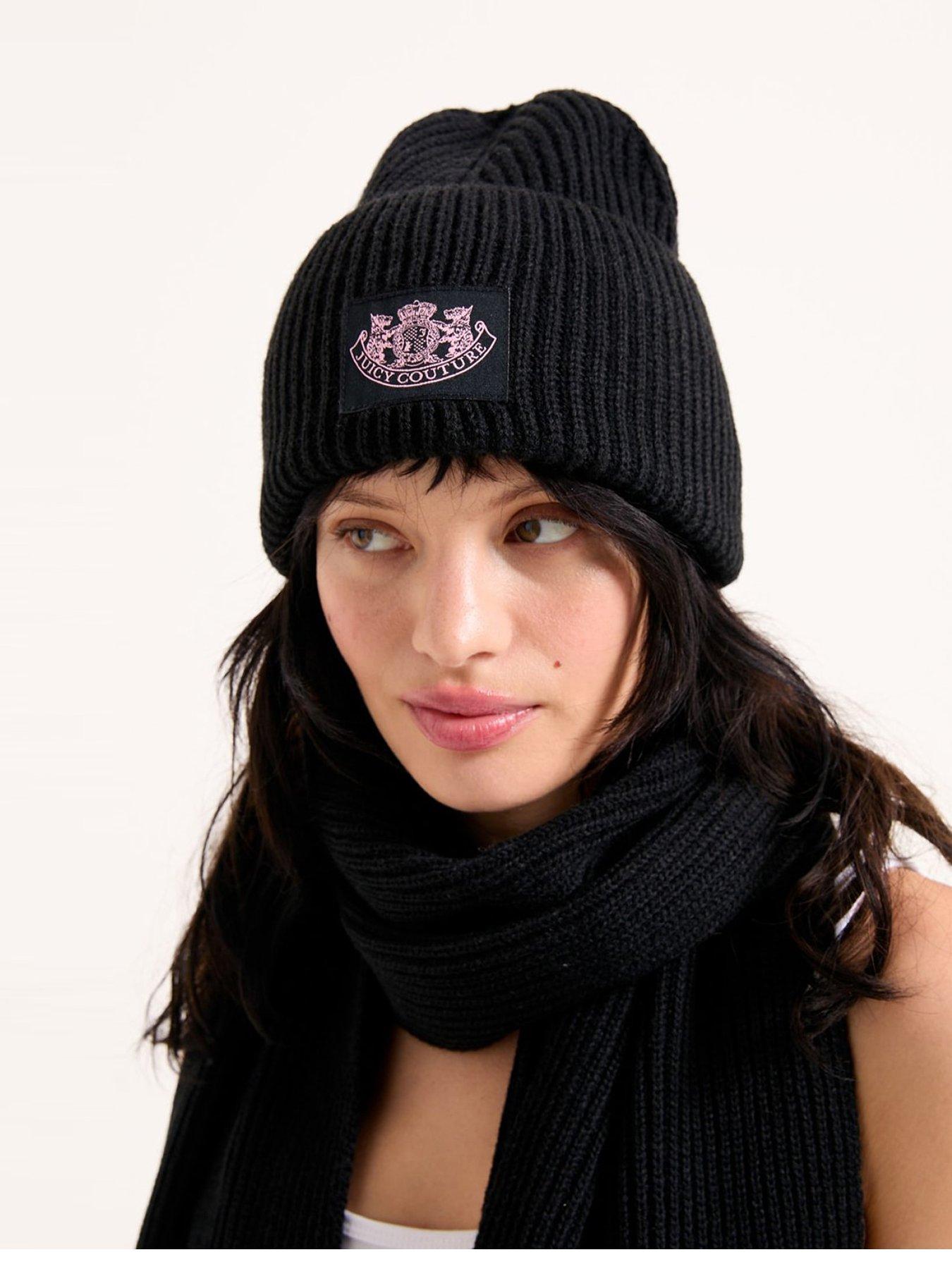 Juicy Couture Crest Scarf/Beanie Set - Black
