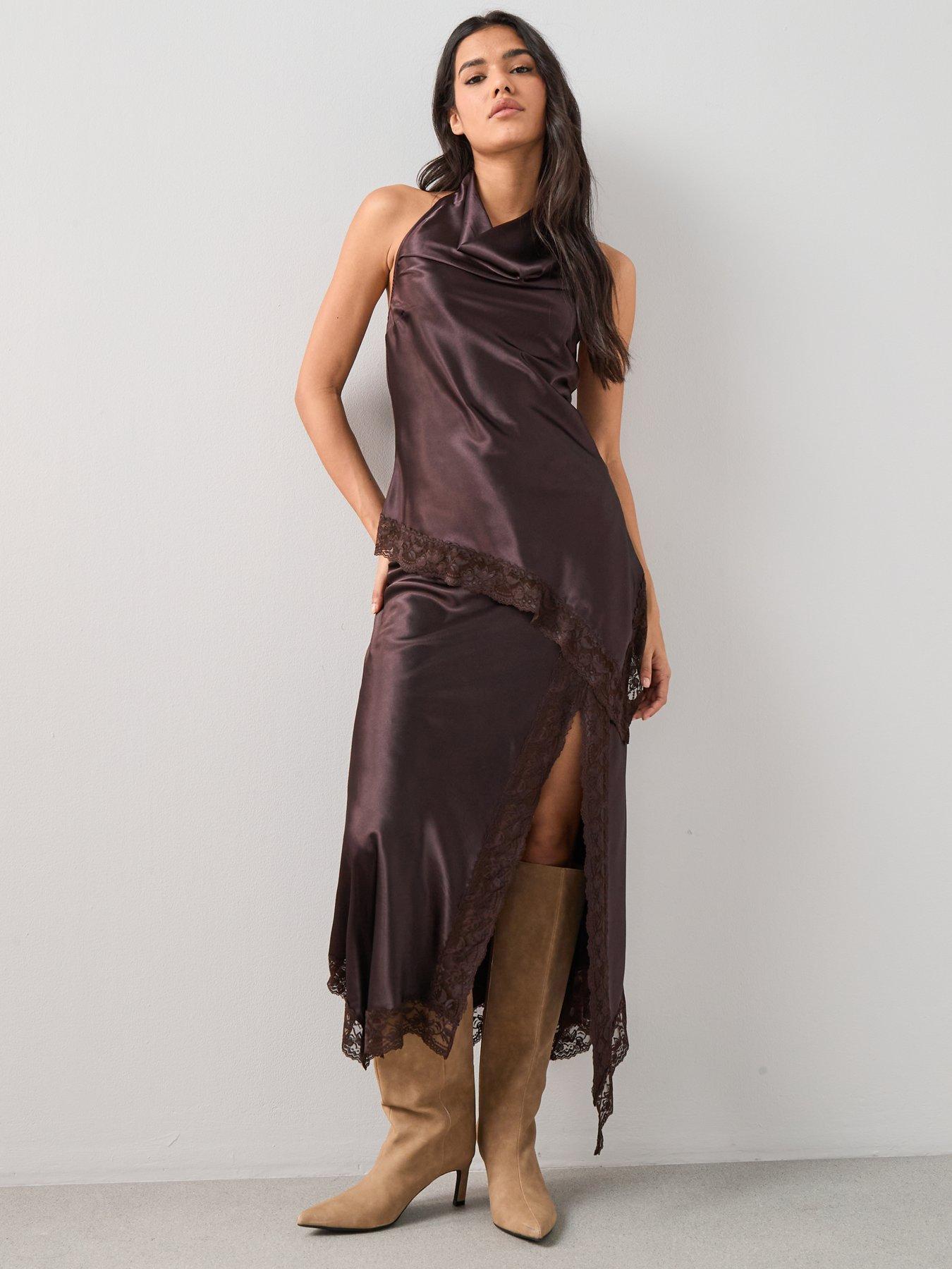 the-very-collection-satin-draped-cowl-neck-asymmetric-blouse-brownoutfit