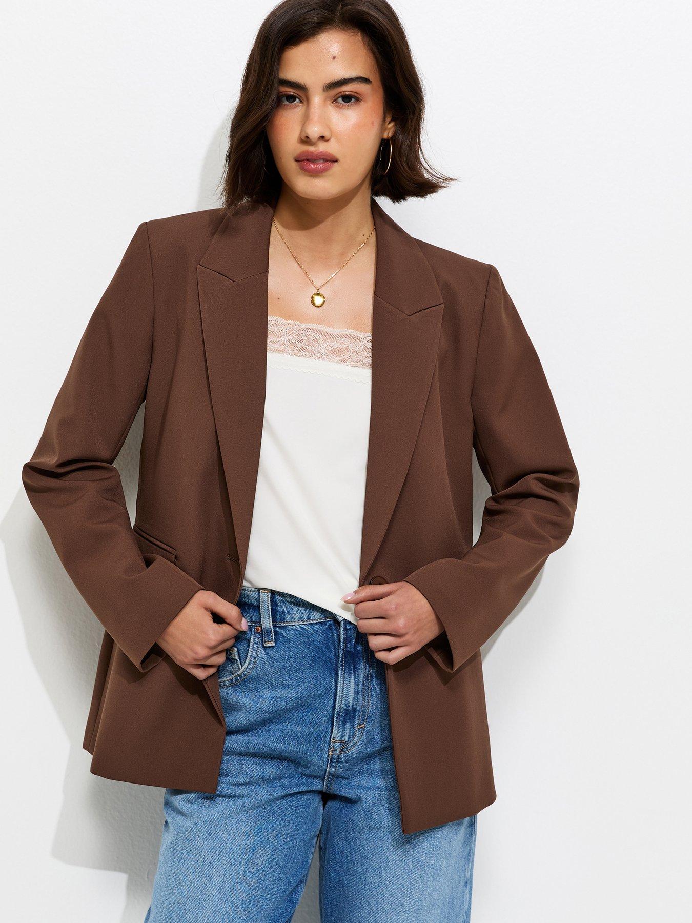 New Look Single Breasted Blazer Jacket - Brown