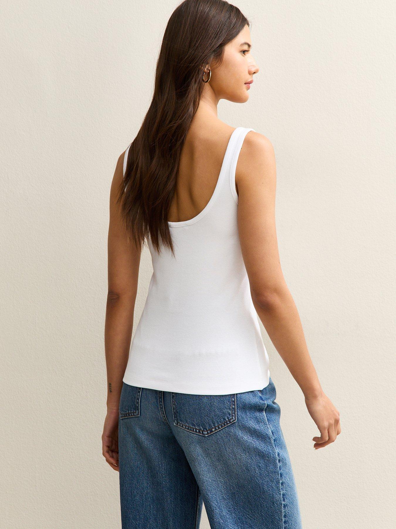 Image 2 of 5 of New Look Button Up Tank Top - White