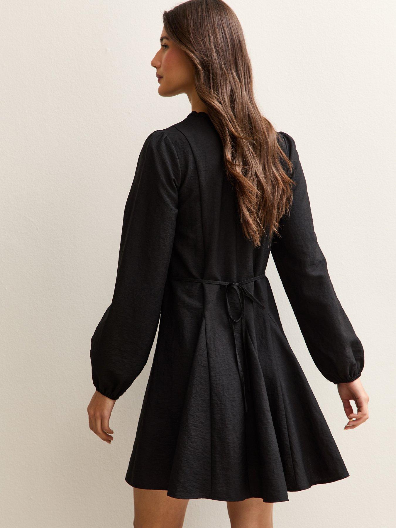 new-look-long-sleeve-godet-mini-dress-blackstillFront