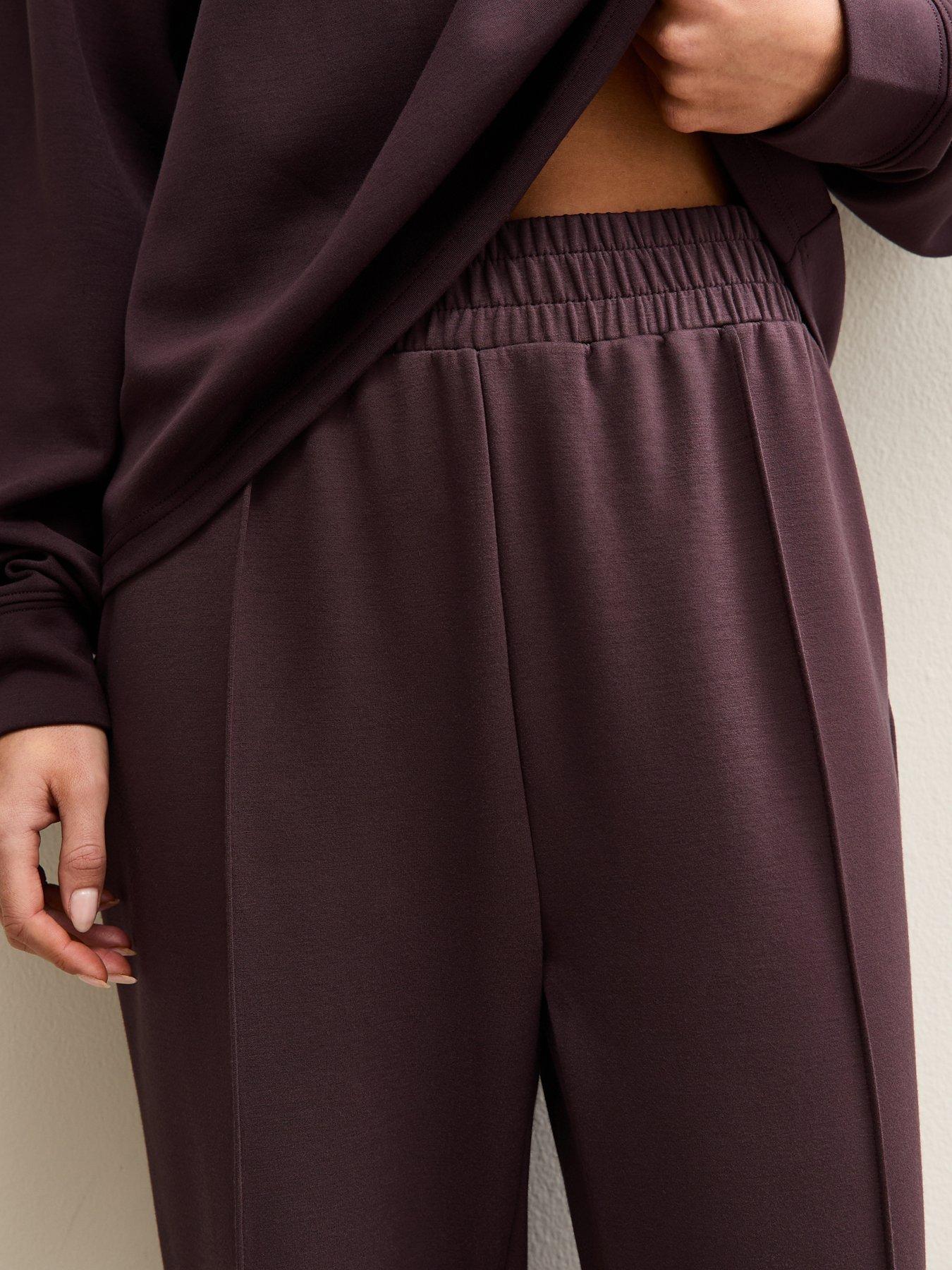 Image 4 of 6 of New Look Premium Elasticated Waist Wide Leg Joggers - Burgundy