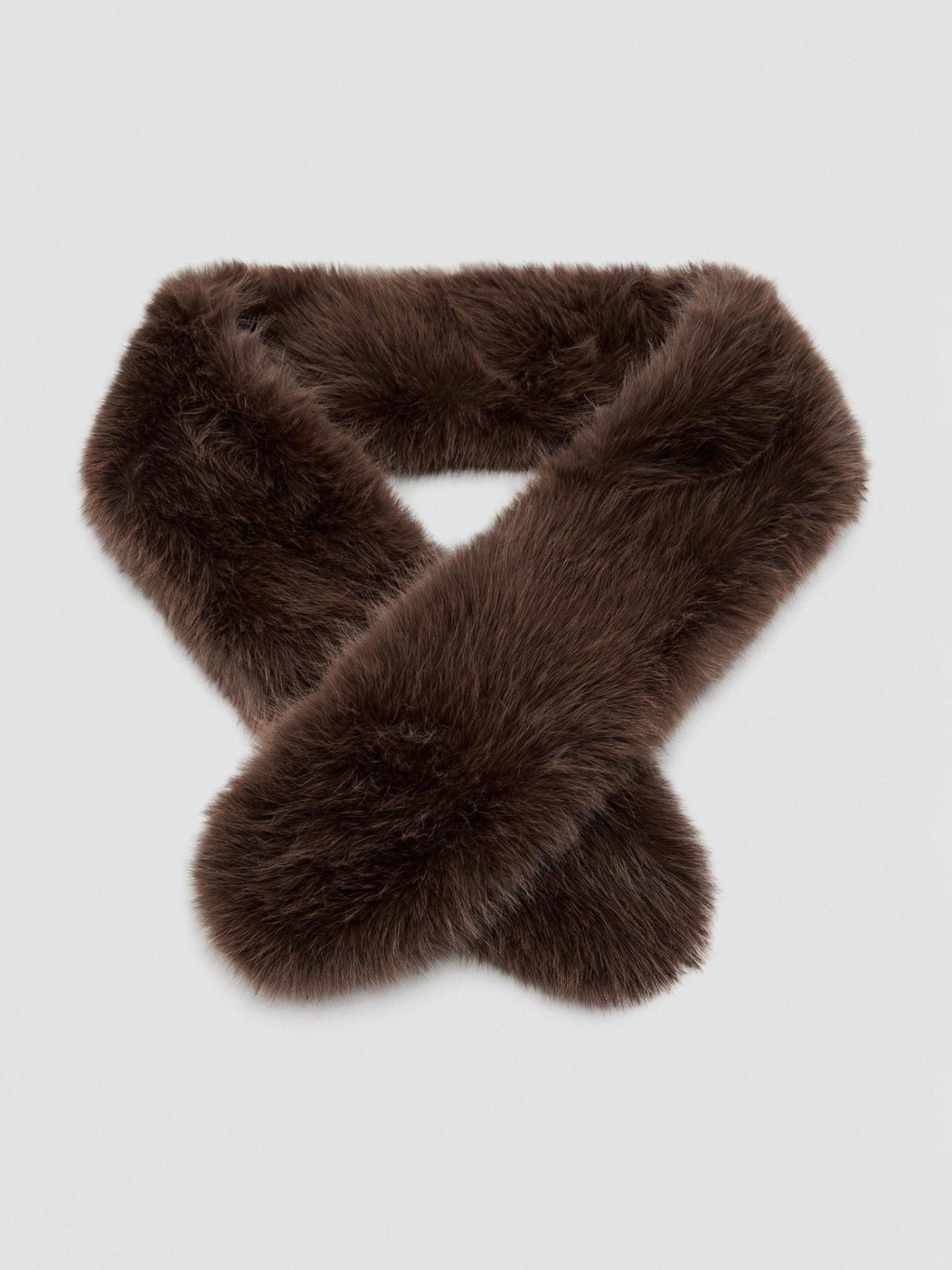 Mango Faux Fur Scarf - Brown