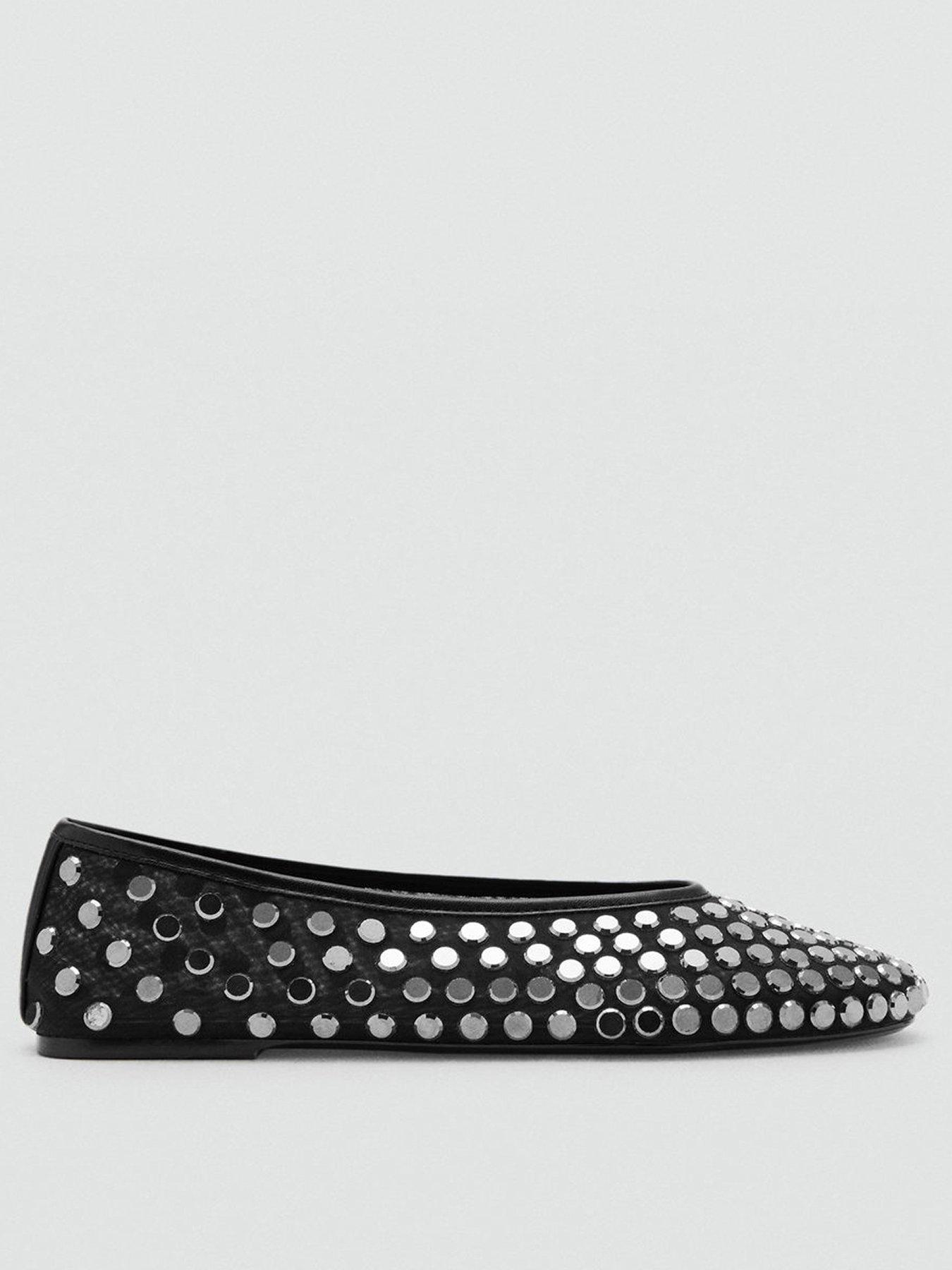 mango-mesh-ballet-flats-with-studs-black